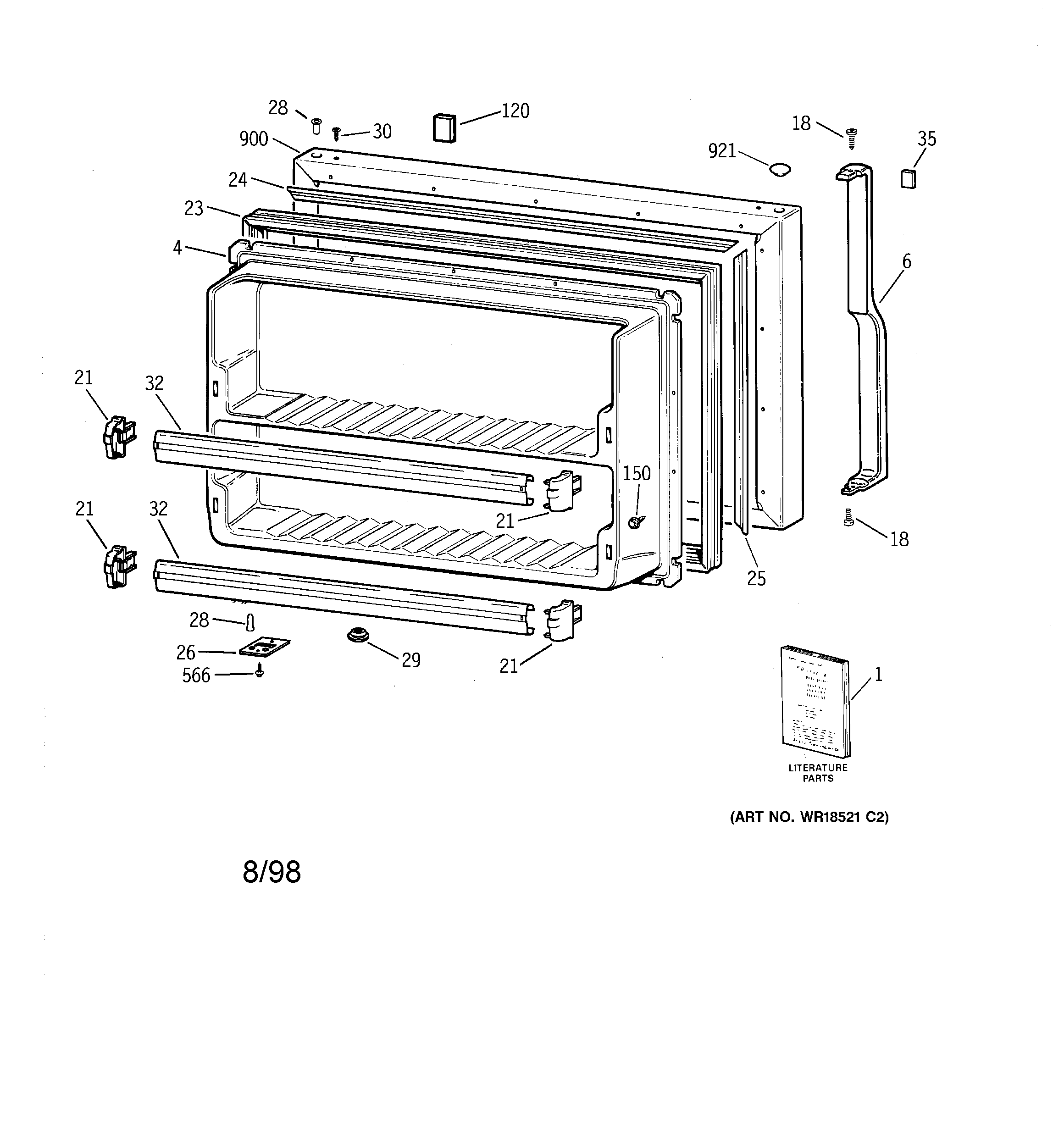 GE TBG24JABGRWW freezer door diagram