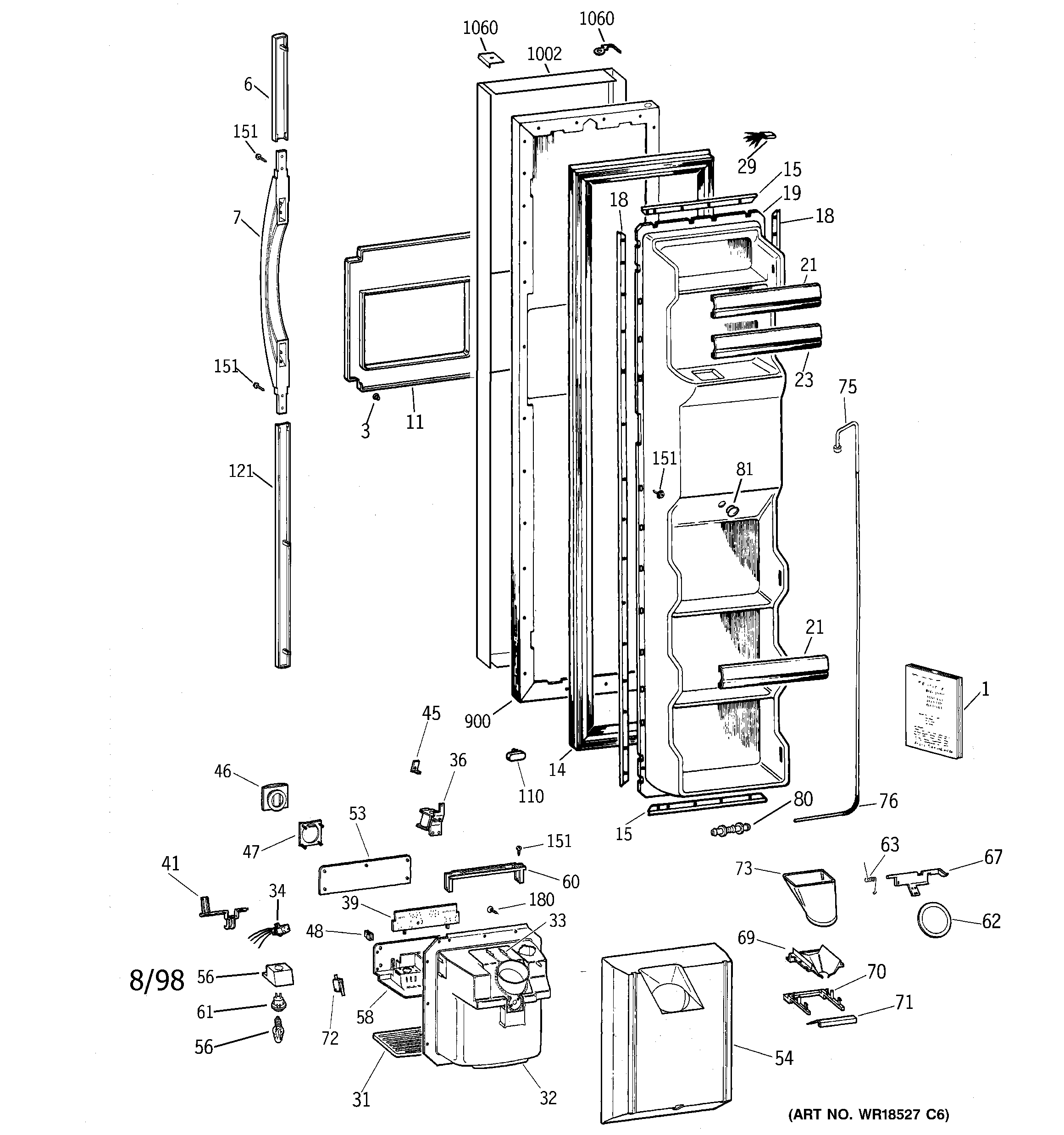 GE TFS25PPBABS freezer door diagram