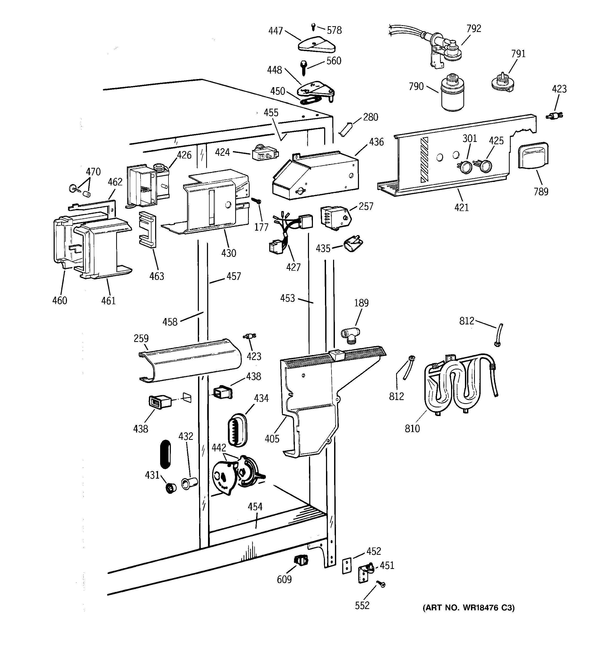 GE TFS25PPBABS fresh food section diagram