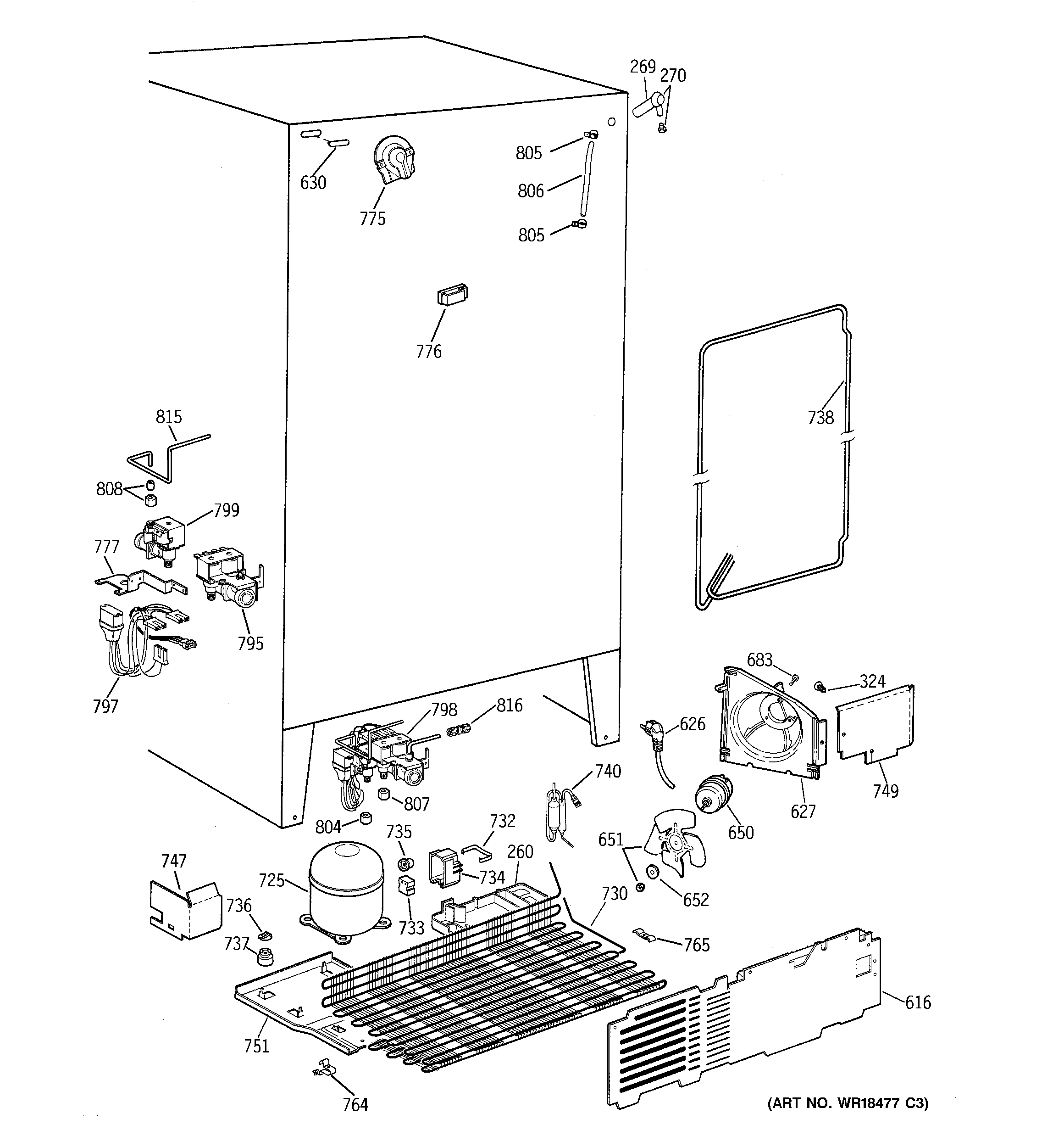 GE TFS25PPBABS unit parts diagram