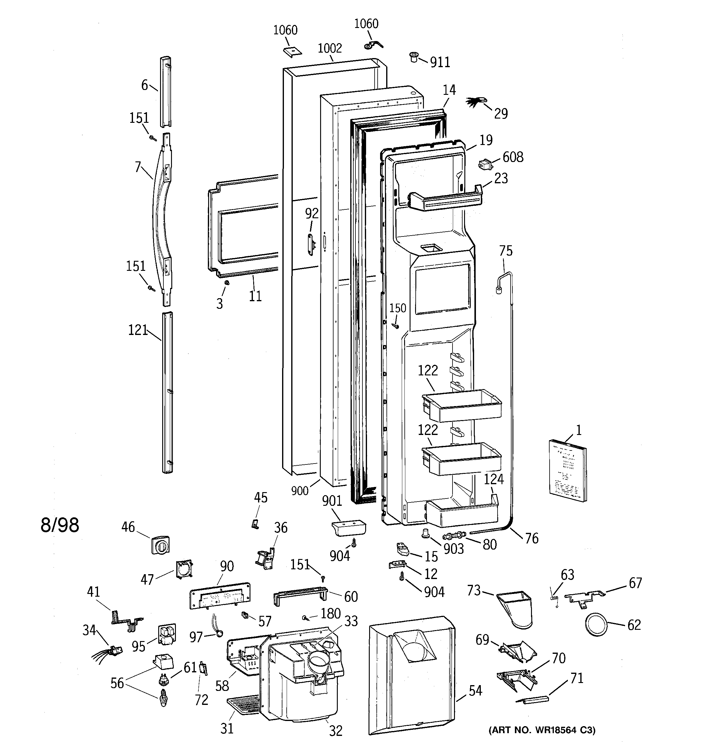 GE TFS28PBBABS freezer door diagram