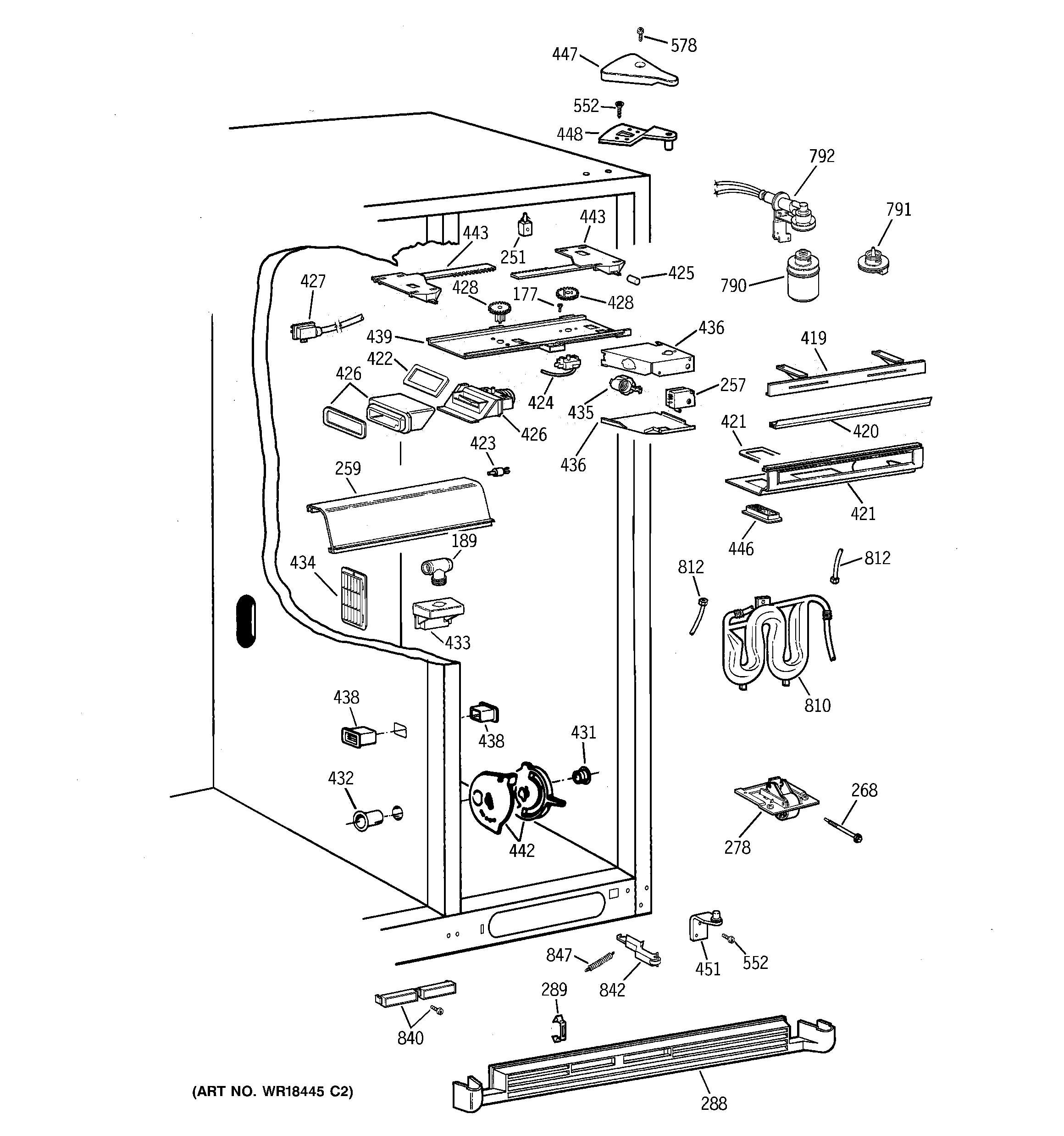 GE TFS28PBBABS fresh food section diagram