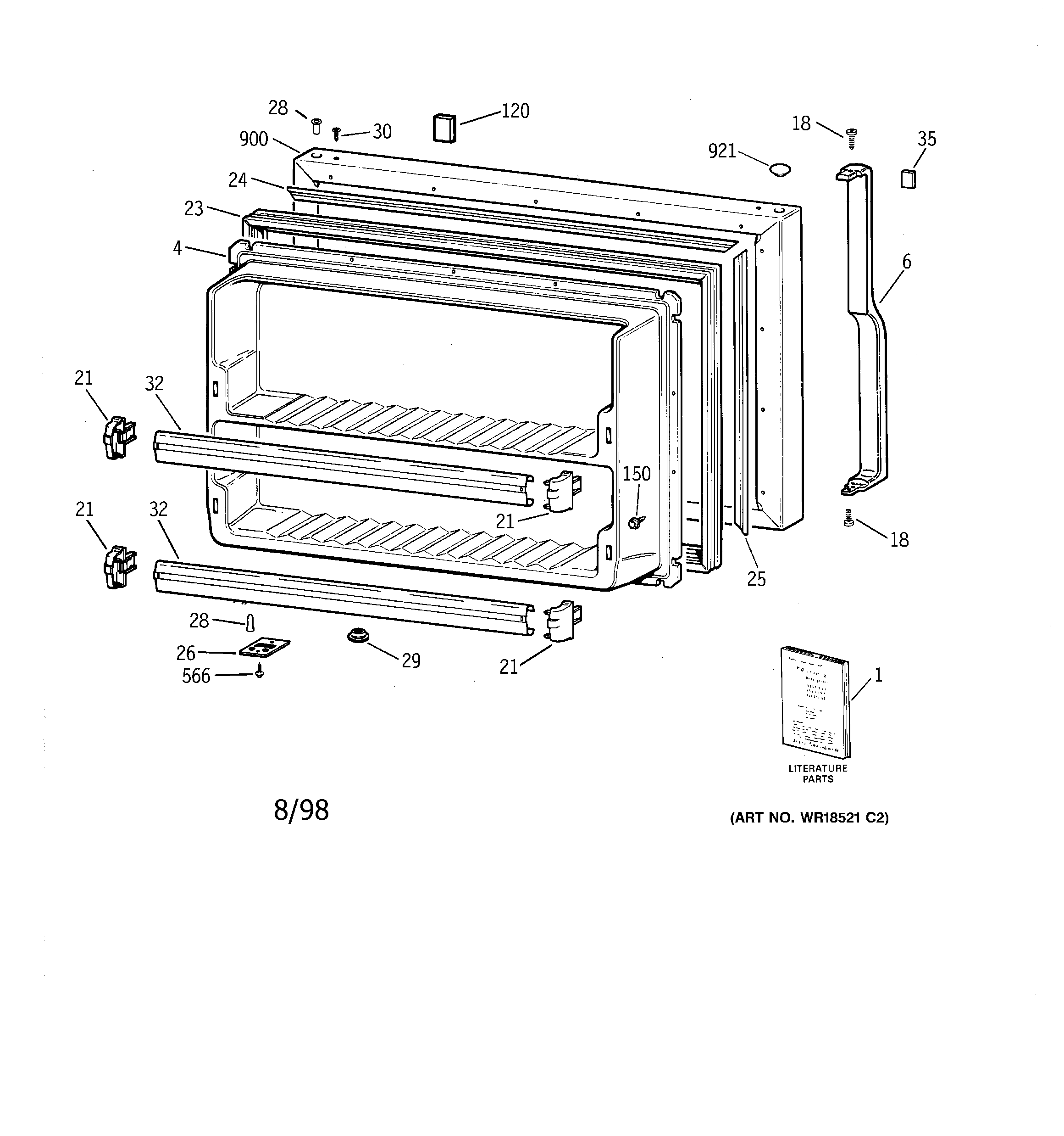 GE TBG21JABGRWW freezer door diagram
