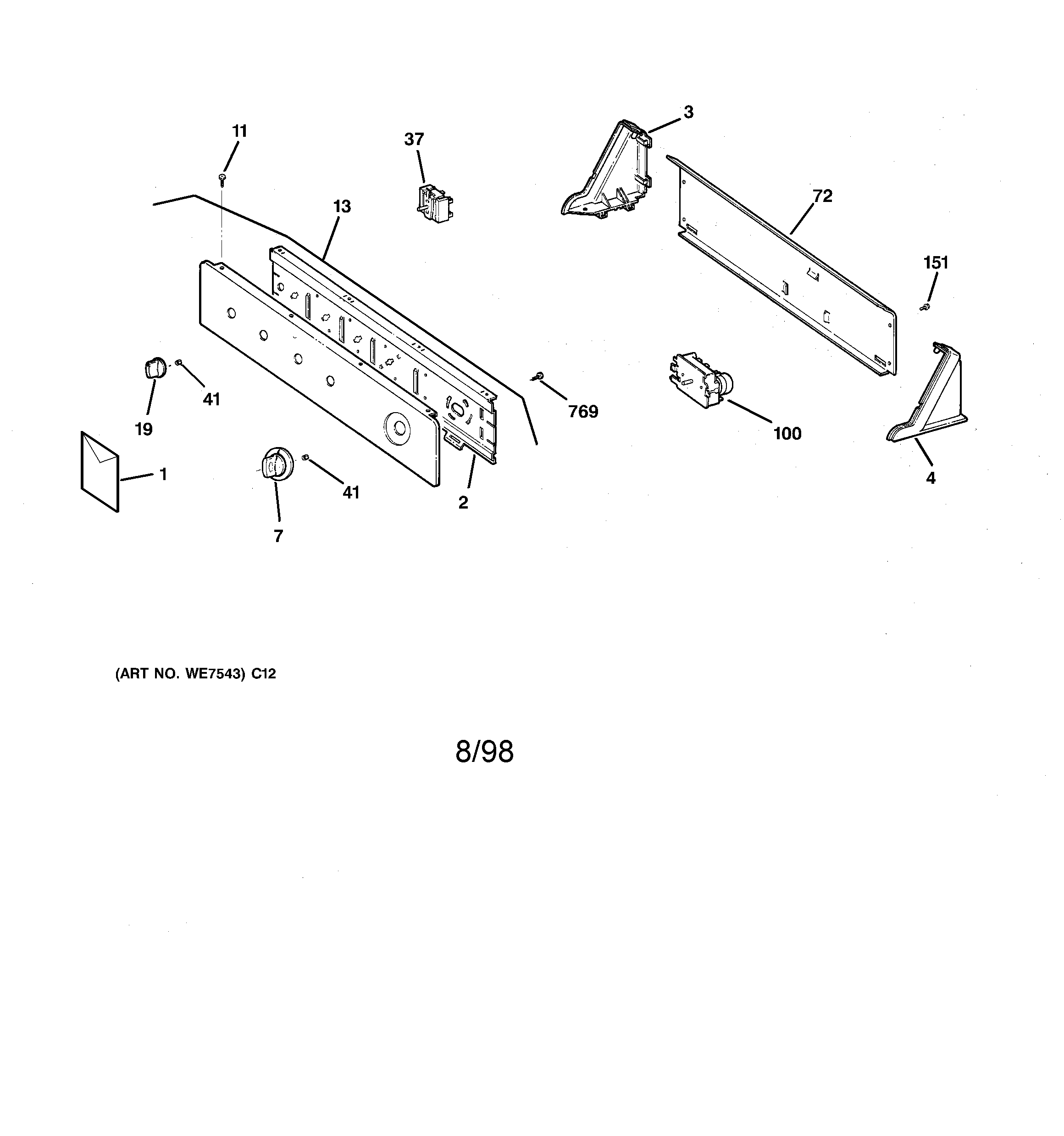 GE DVLR223GV0AA control assembly diagram