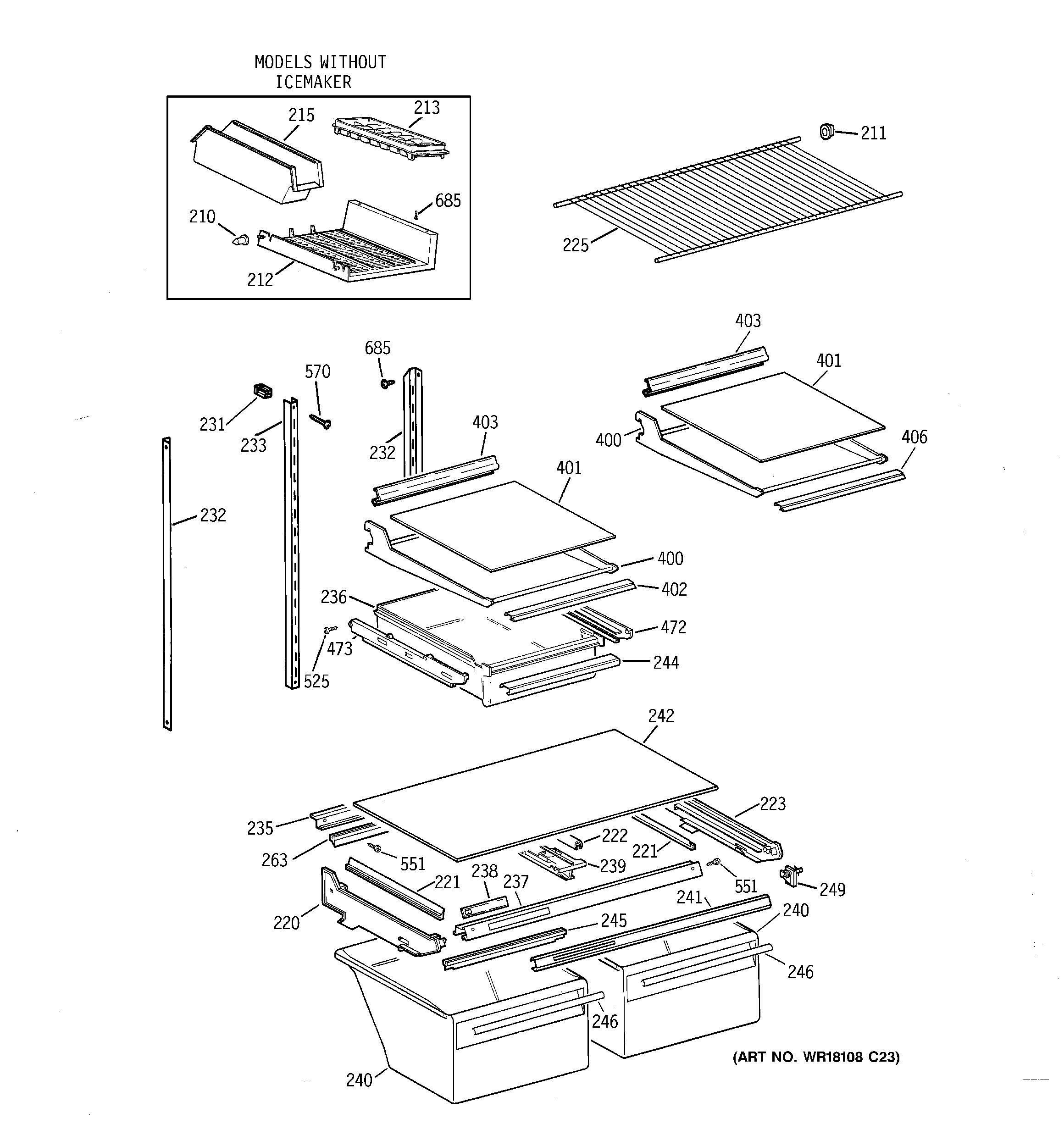 GE TBT24JABFRWW shelf parts diagram