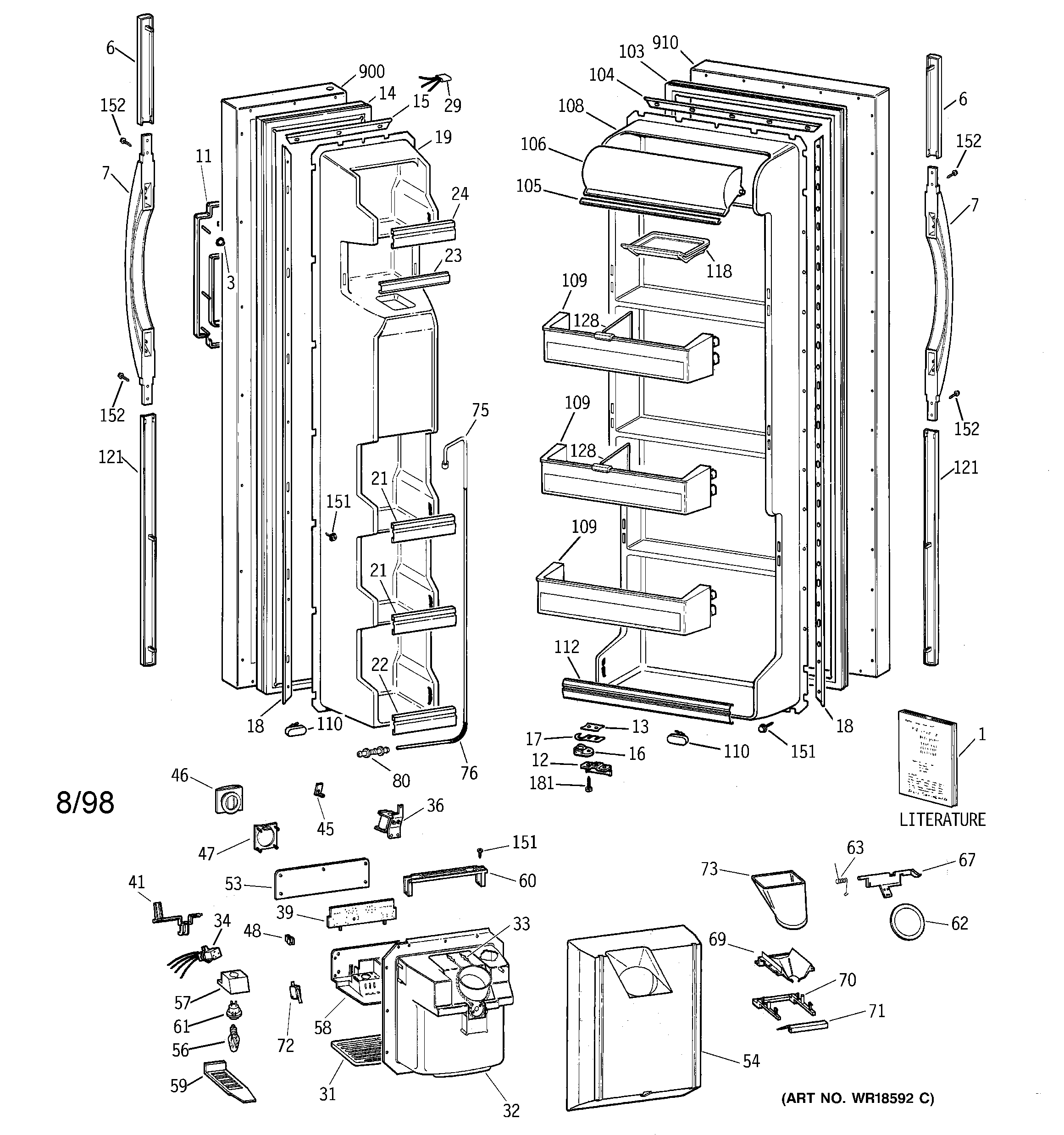 GE TFG20JRBAWW doors diagram