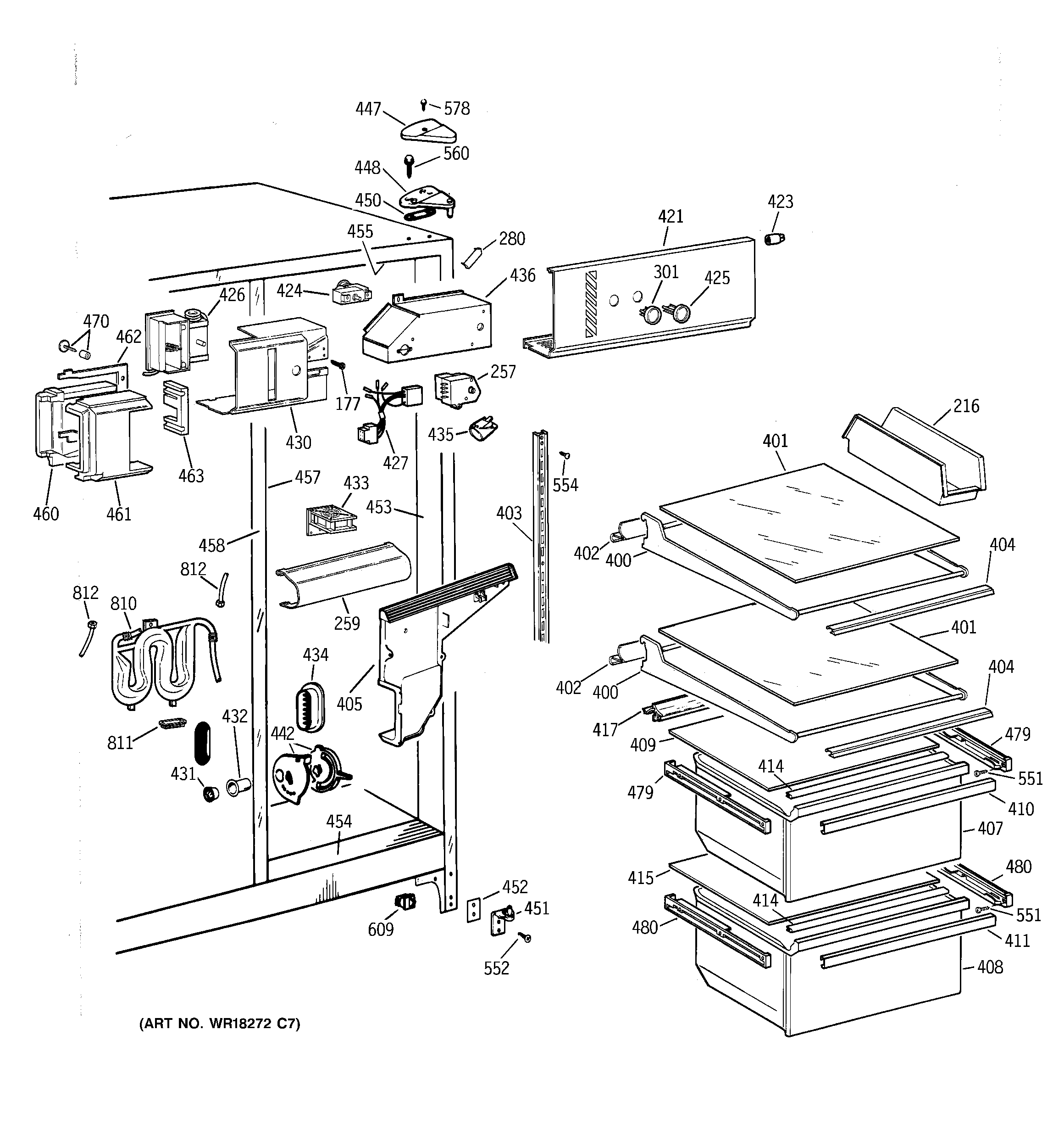 GE TFG20JRBAWW fresh food section diagram