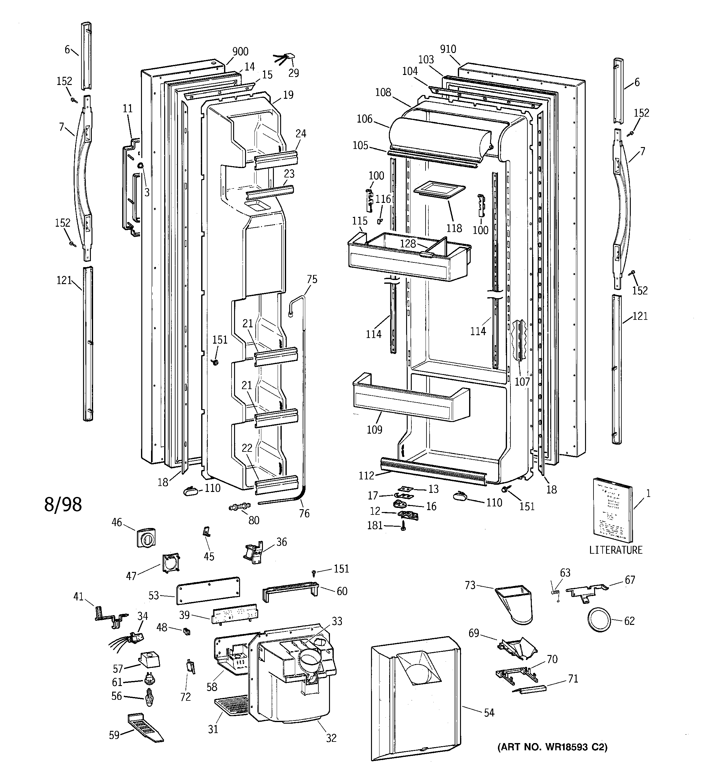 GE TFG22JRBAWW doors diagram
