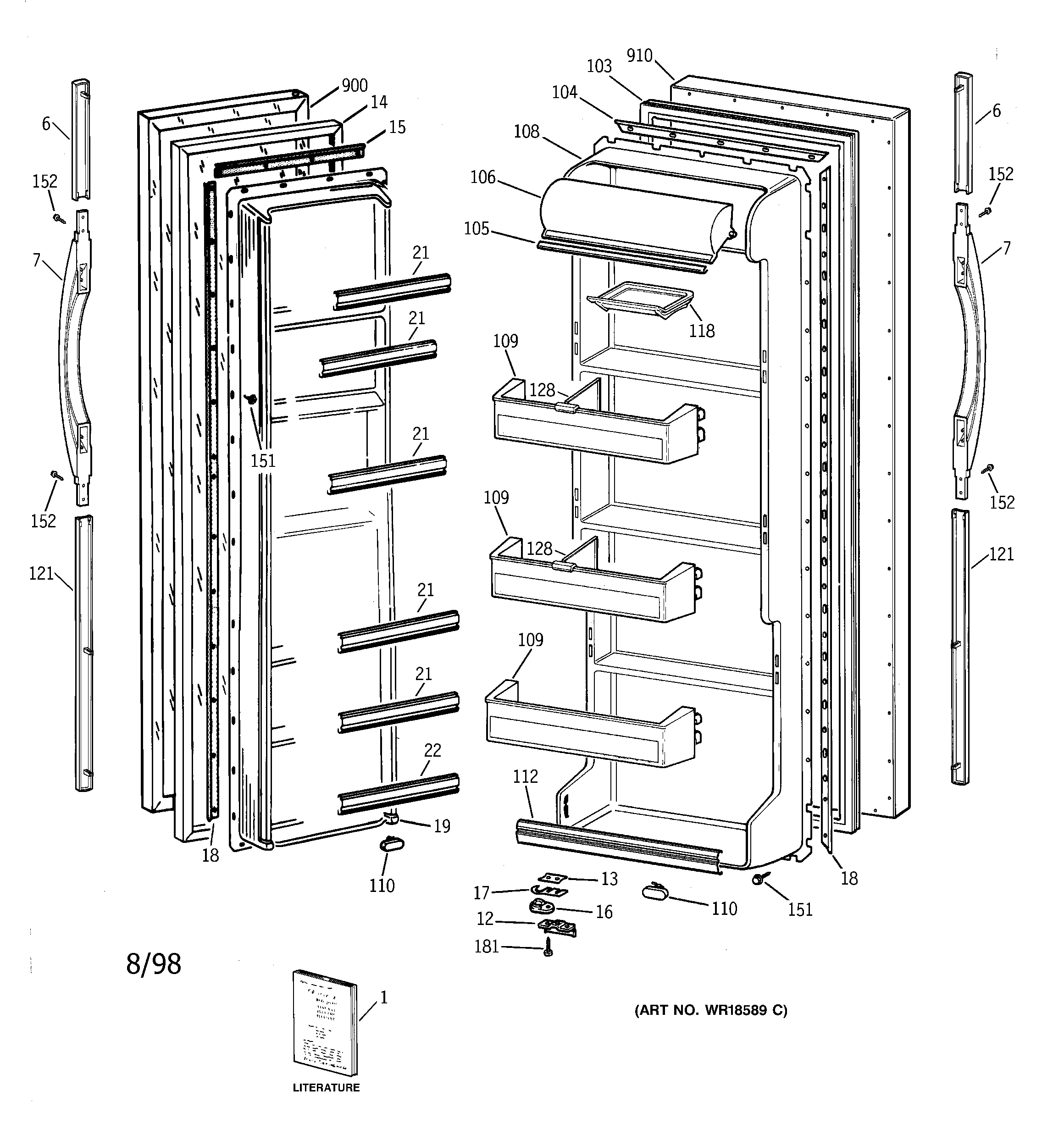 GE TFG20JABAWW doors diagram