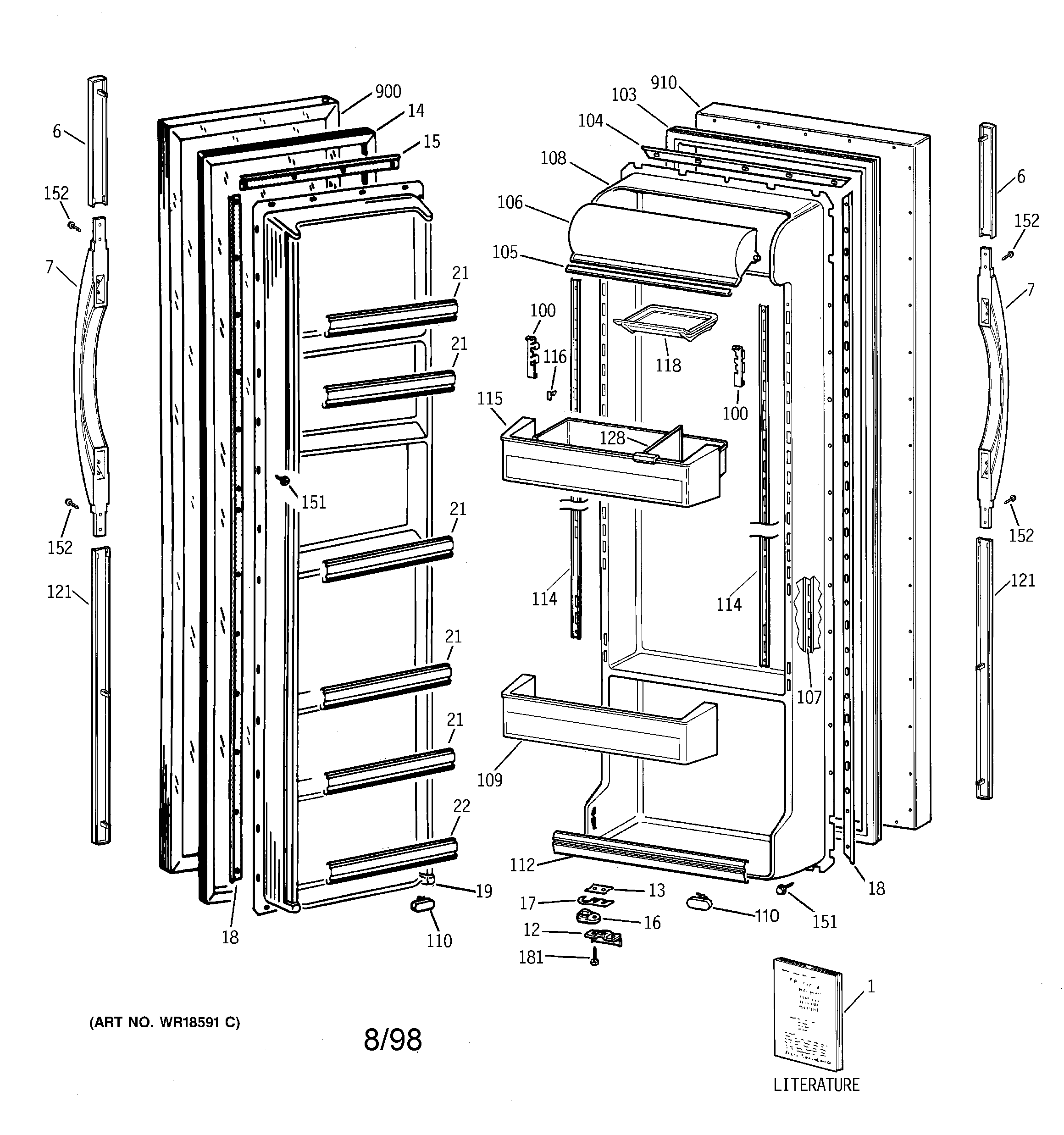 GE TFG22JABAWW doors diagram