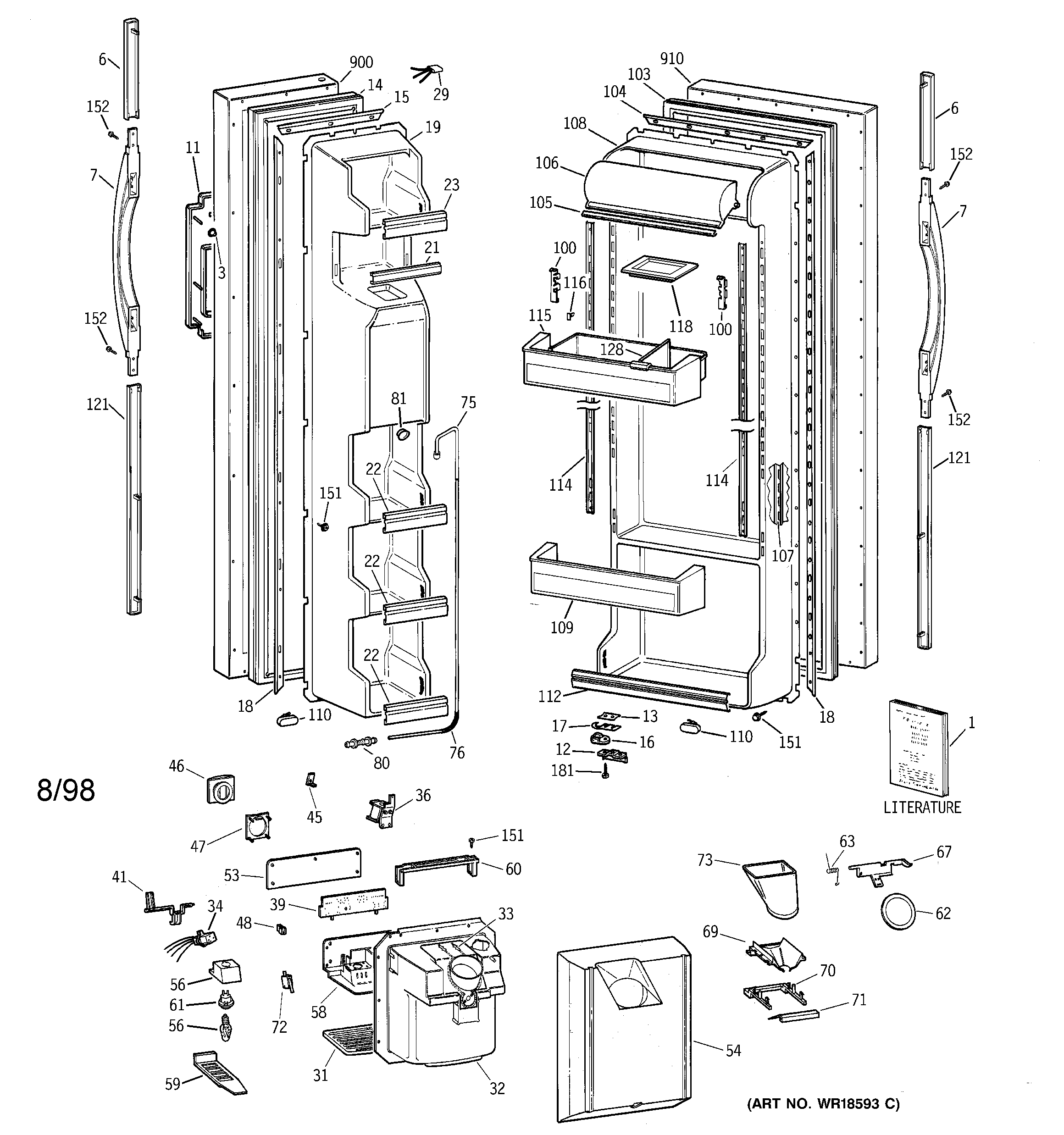 GE TFG25JRBAWW doors diagram
