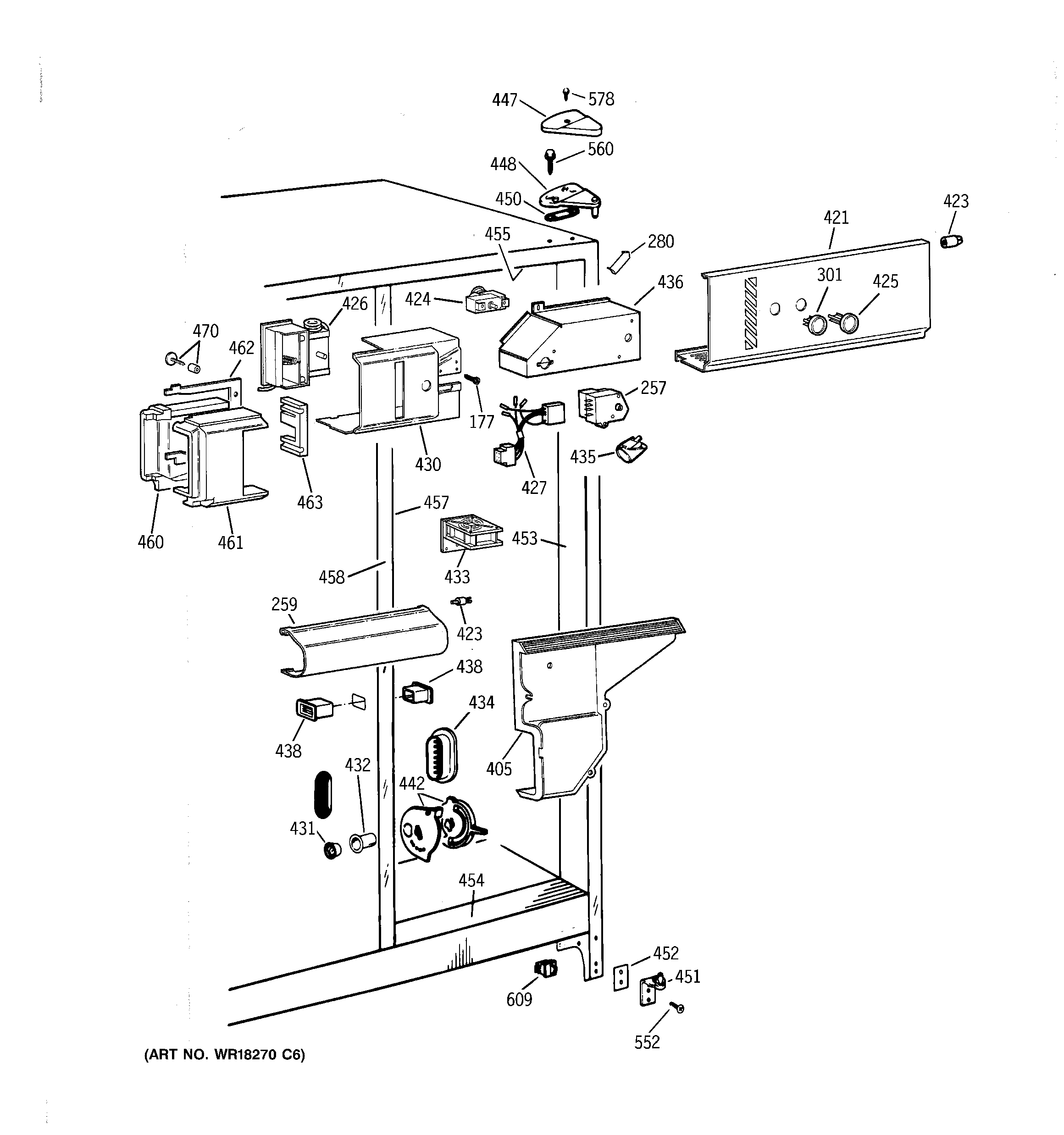 GE TFG25PABAWW fresh food section diagram