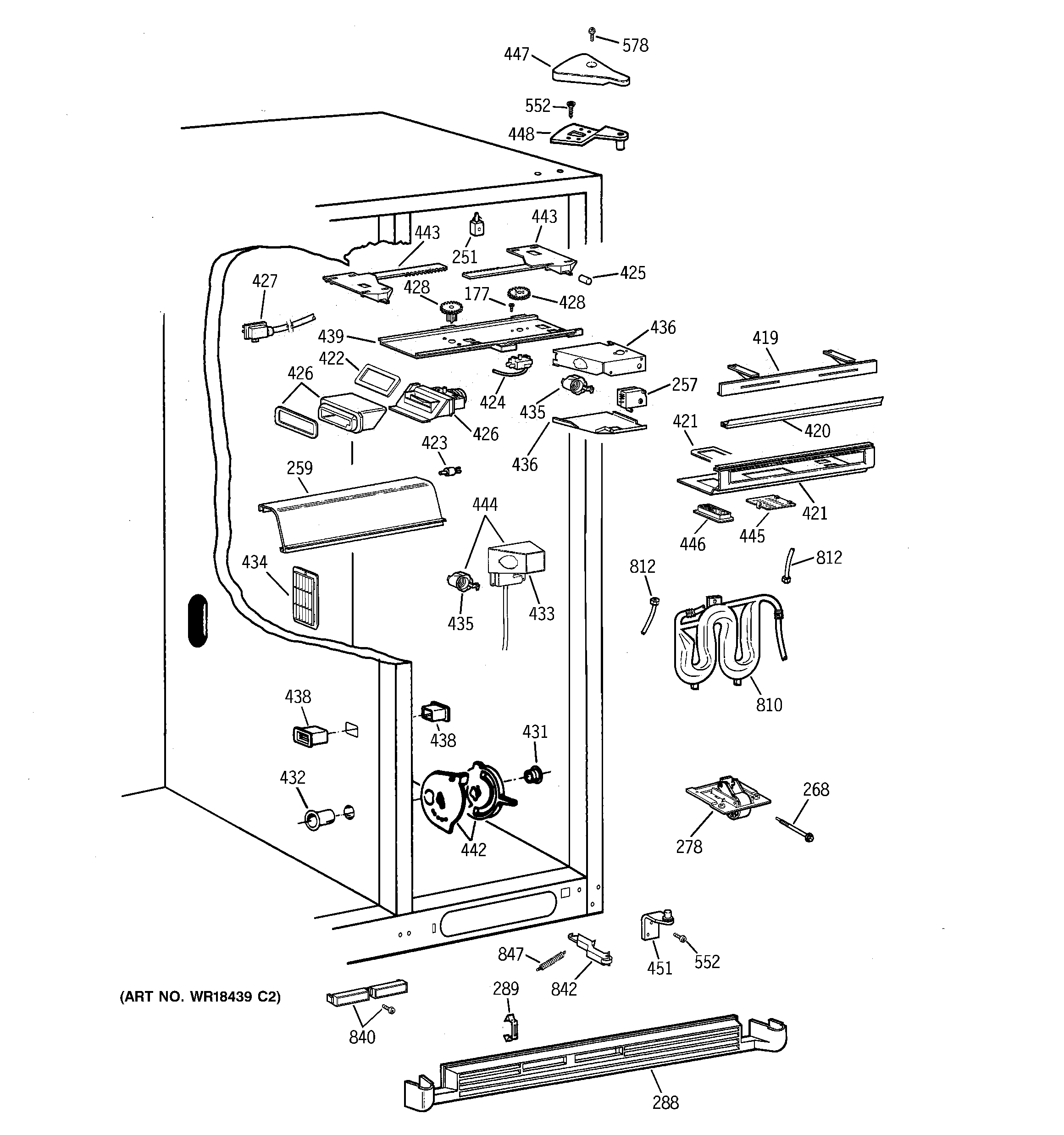 GE TFG30PFBAWW fresh food section diagram