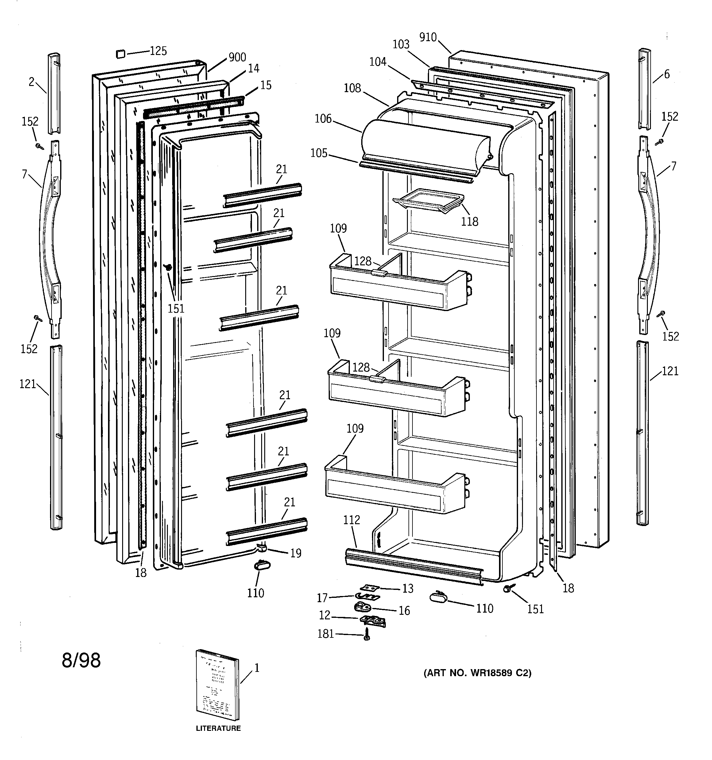 GE TFT20JABAWW doors diagram
