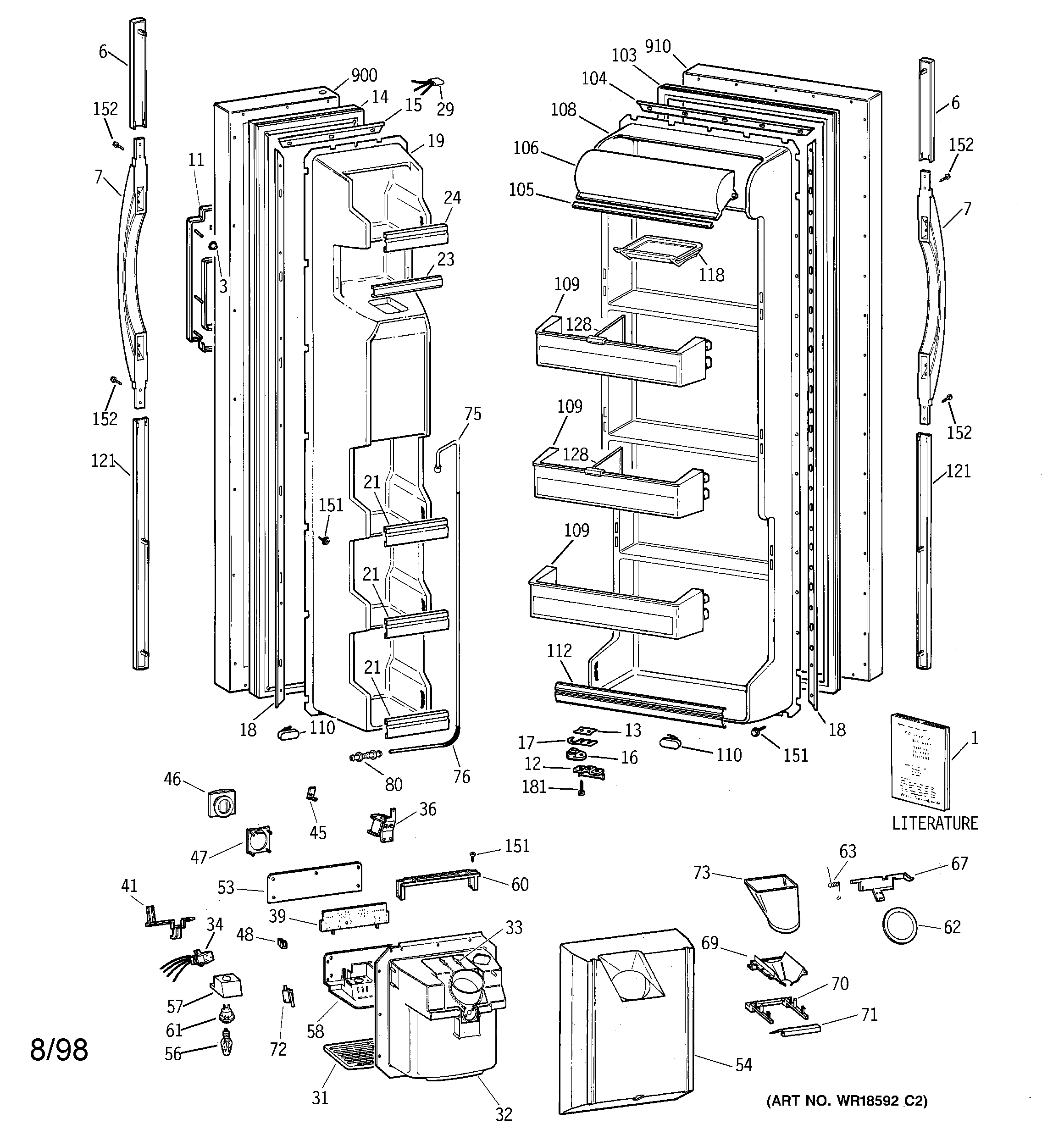 GE TFT20JRBAAA doors diagram