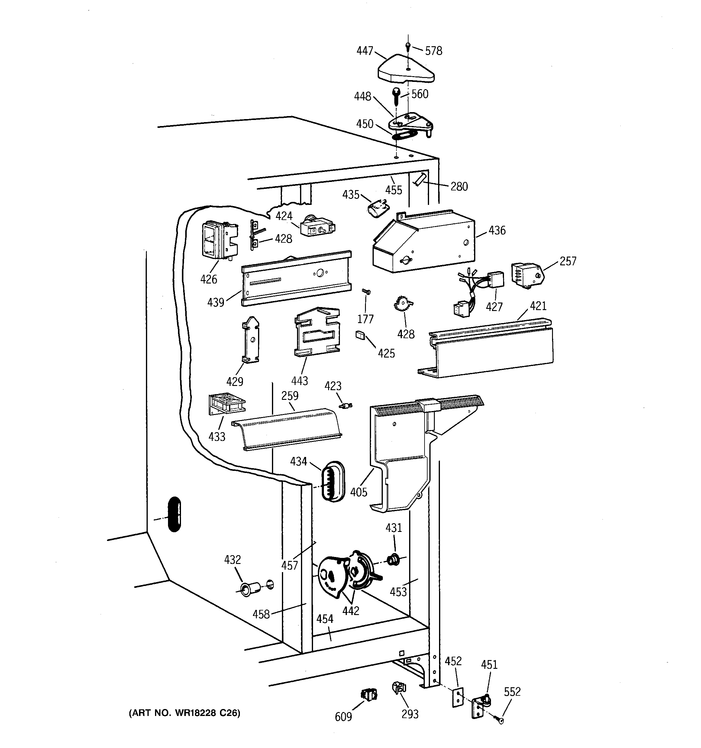 GE TFT20SABAWW fresh food section diagram