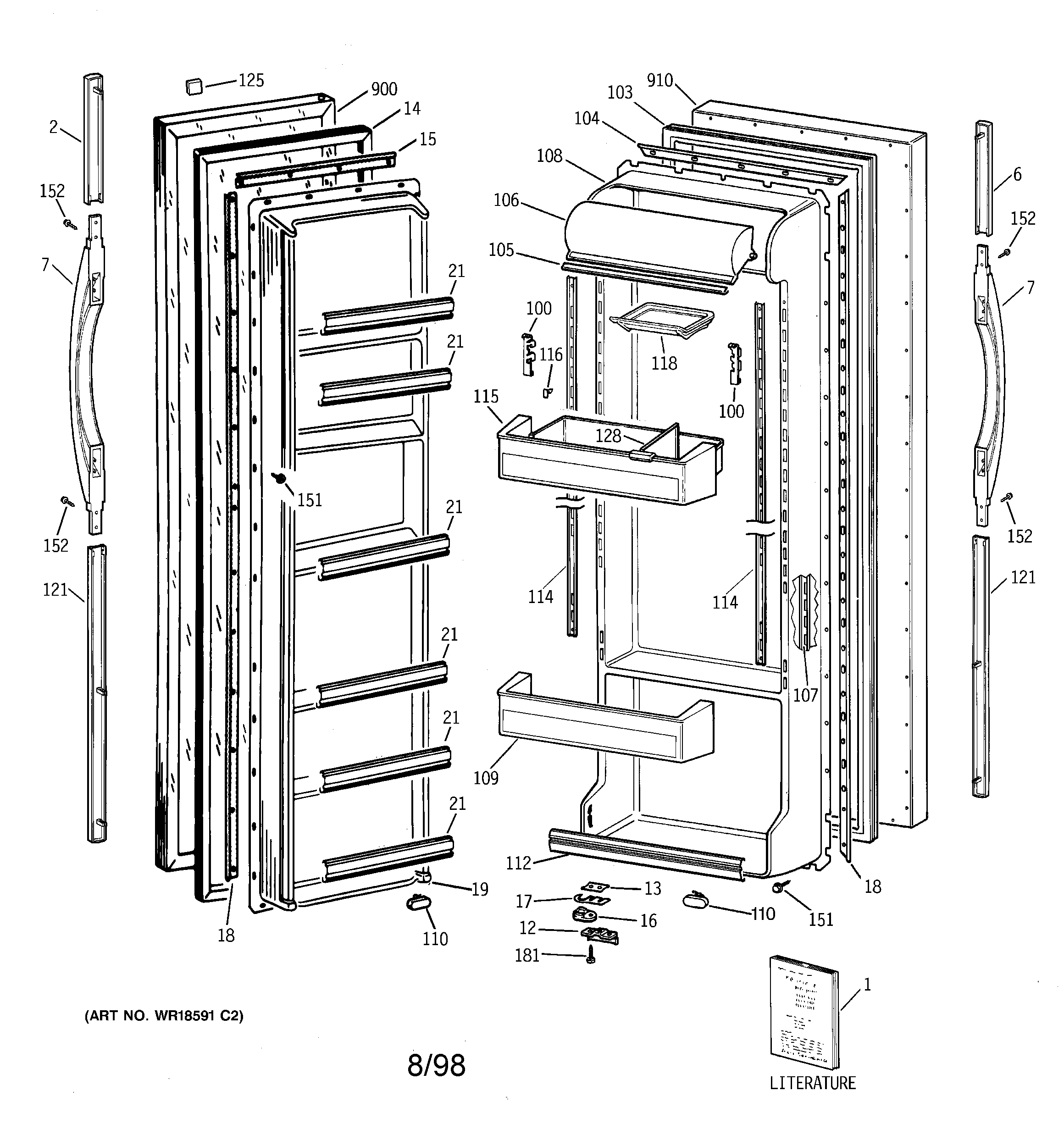 GE TFT22JABAAA doors diagram