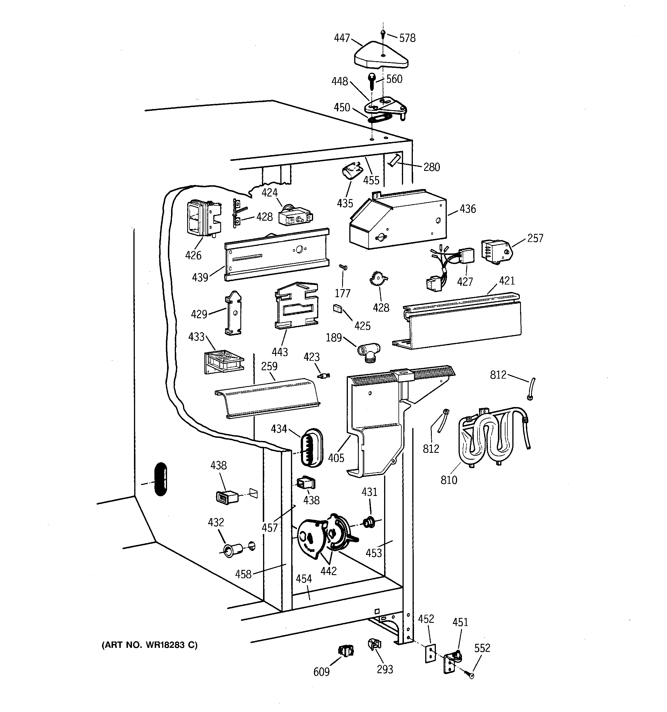 GE TFT27PRBAAA fresh food section diagram