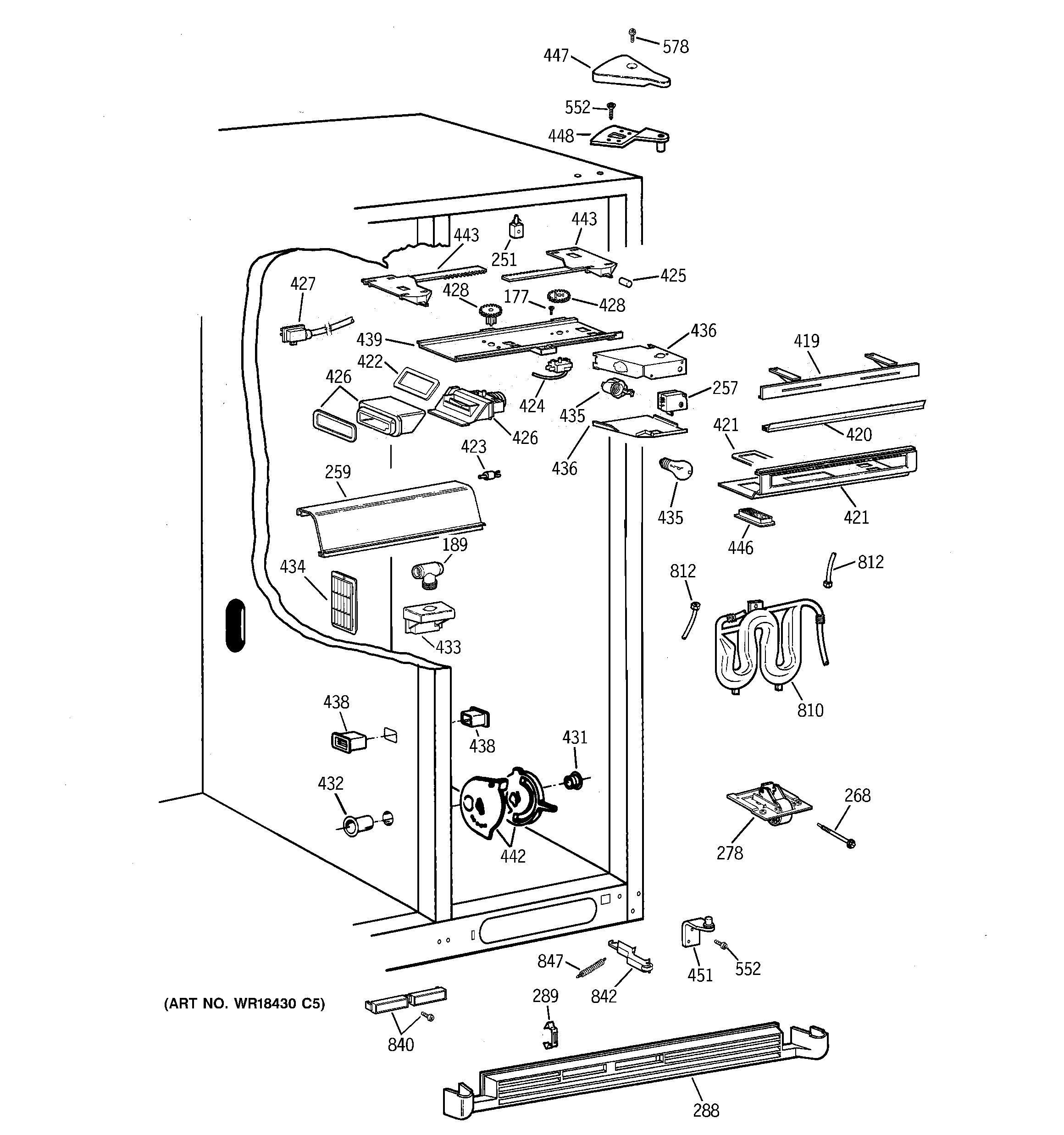 GE TFT30PRBAWW fresh food section diagram