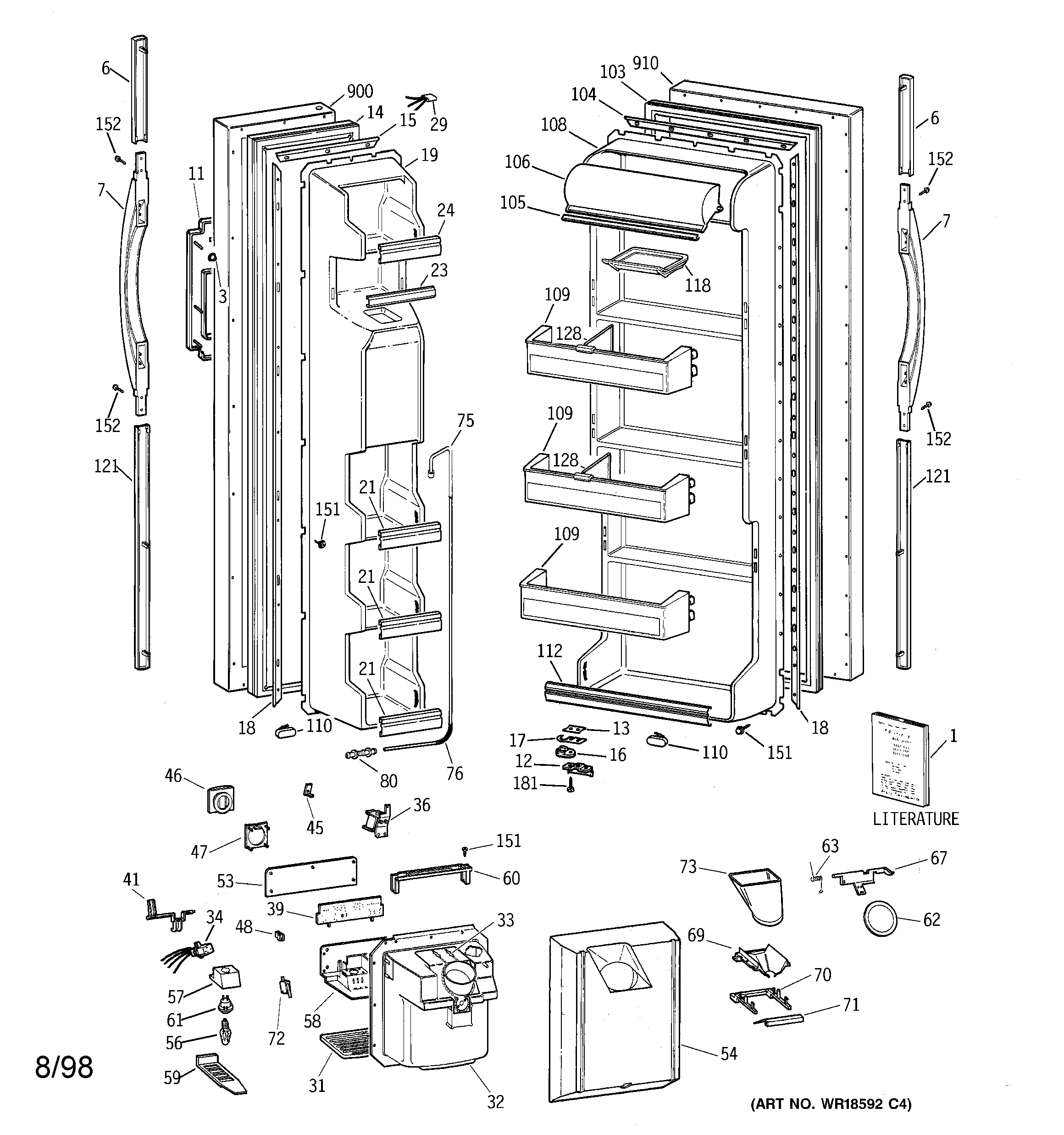 GE TFZ20JRBAWH doors diagram