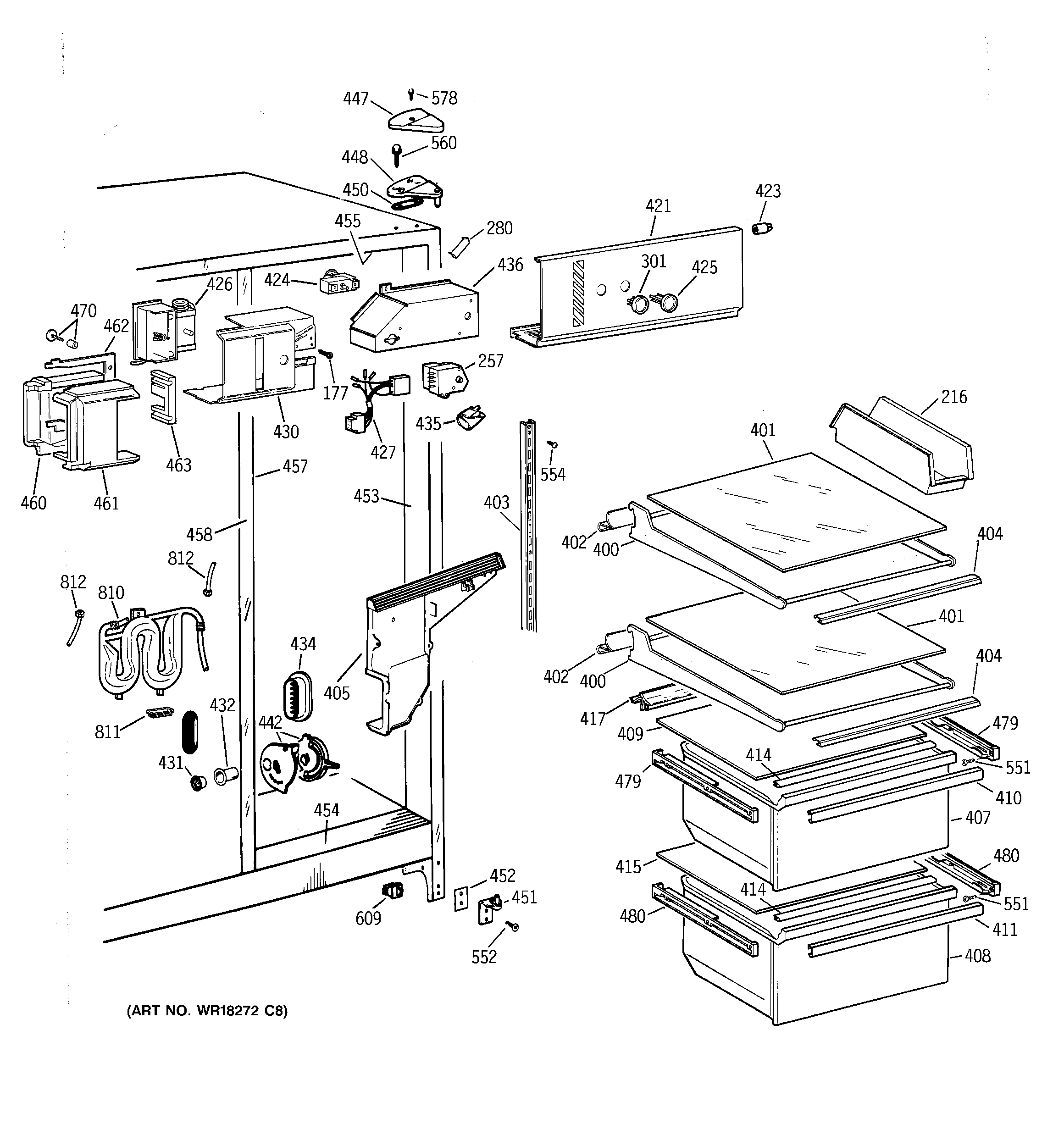 GE TFZ20JRBAWH fresh food section diagram
