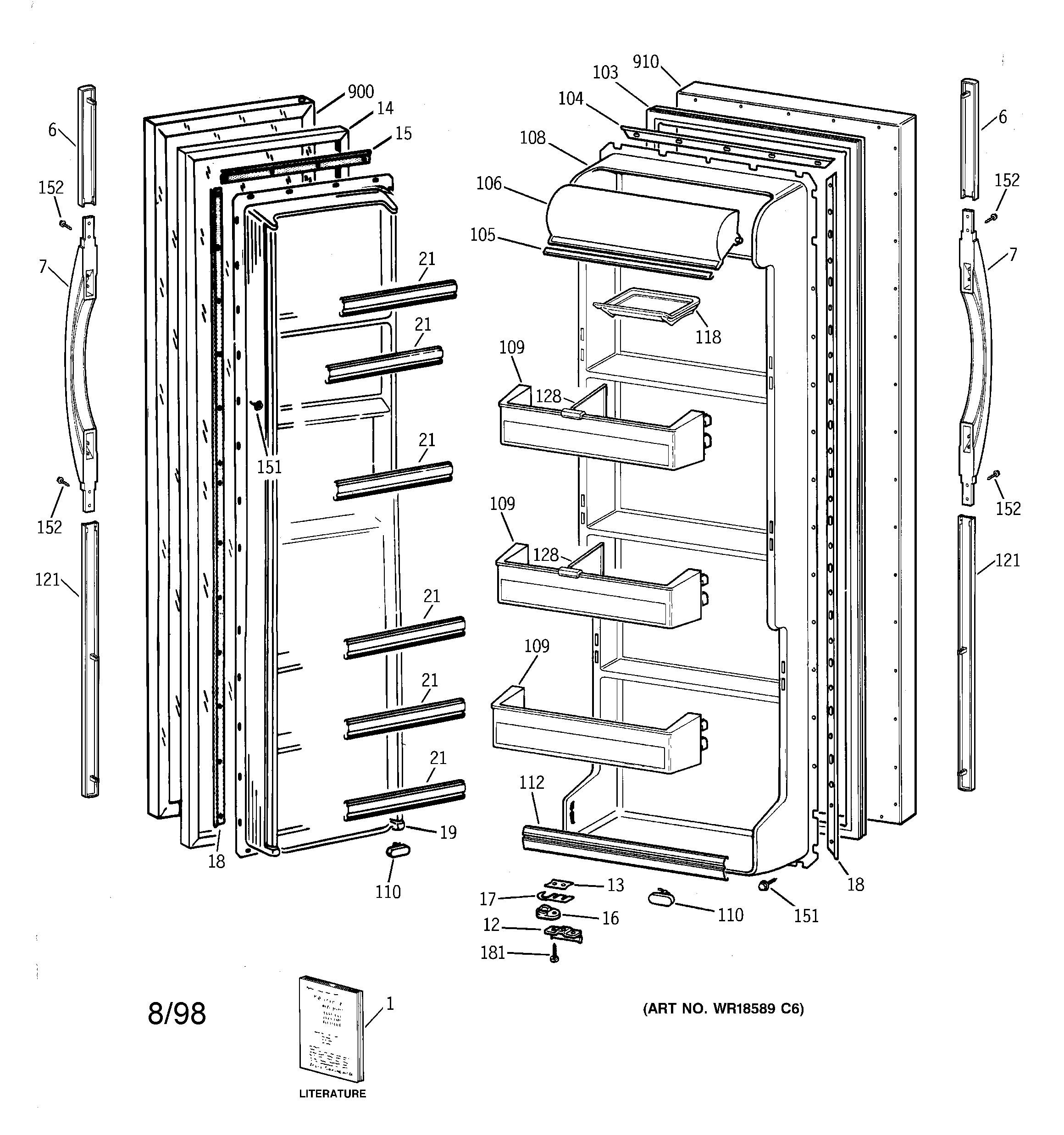 GE TFZ20JABAWW doors diagram
