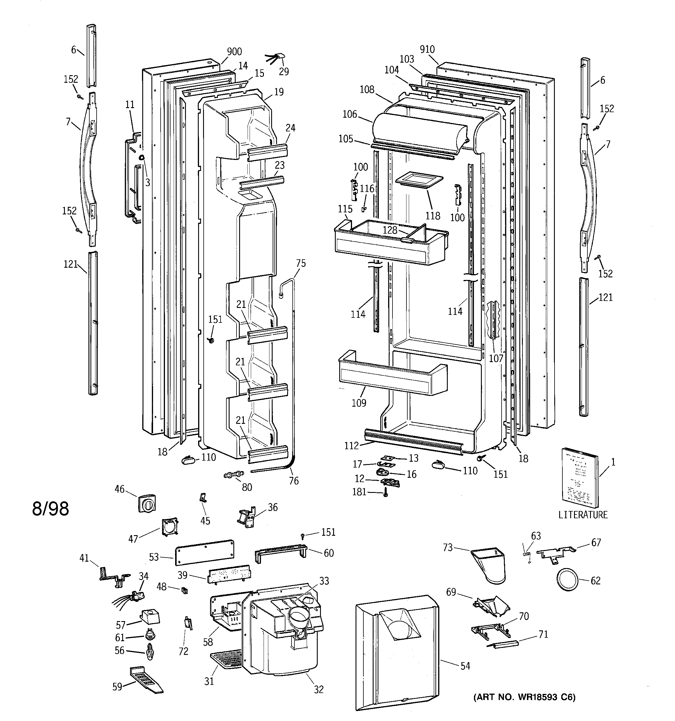 GE TFZ22JRBAWW doors diagram