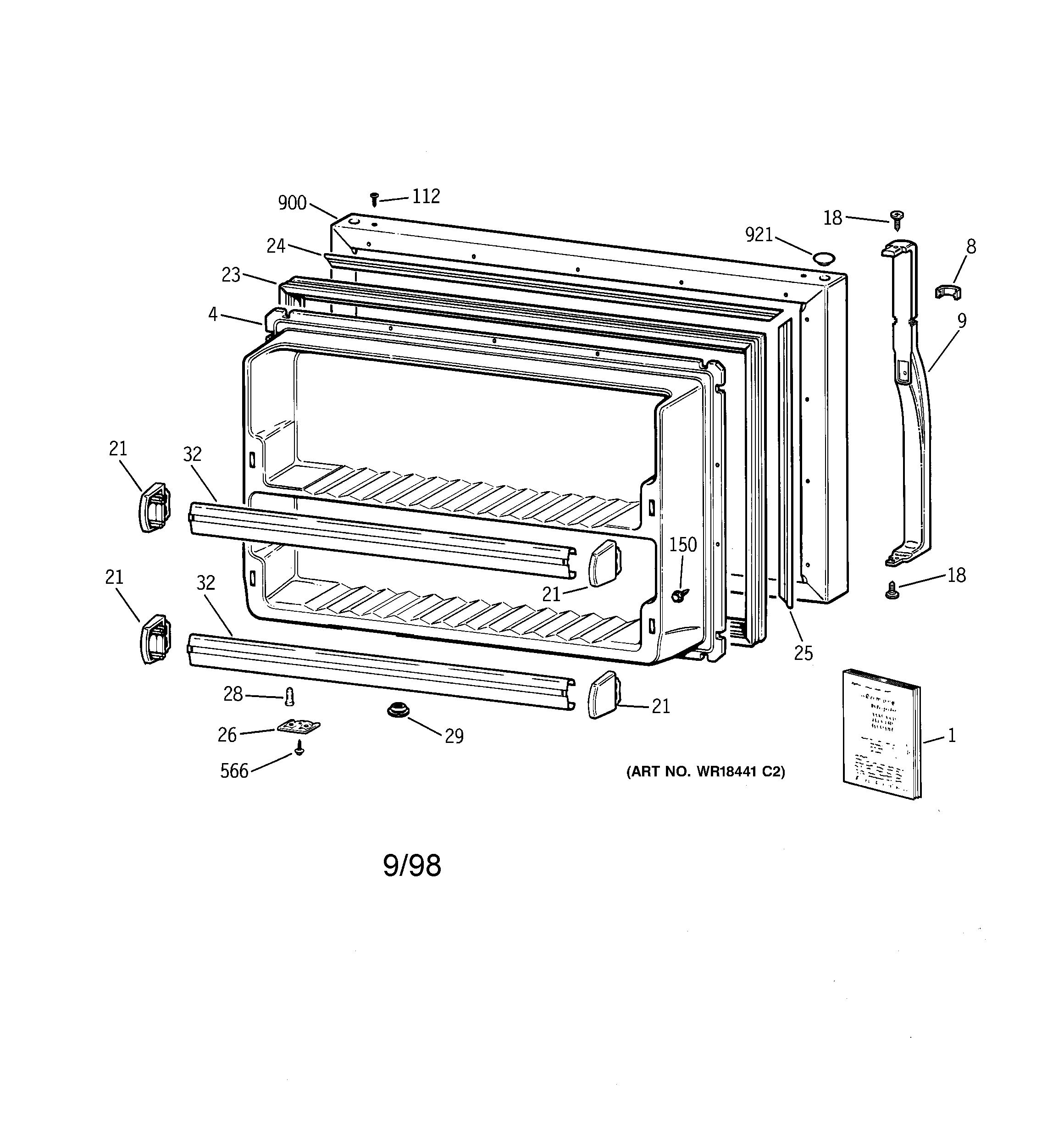 Kenmore 36378167893 freezer door diagram