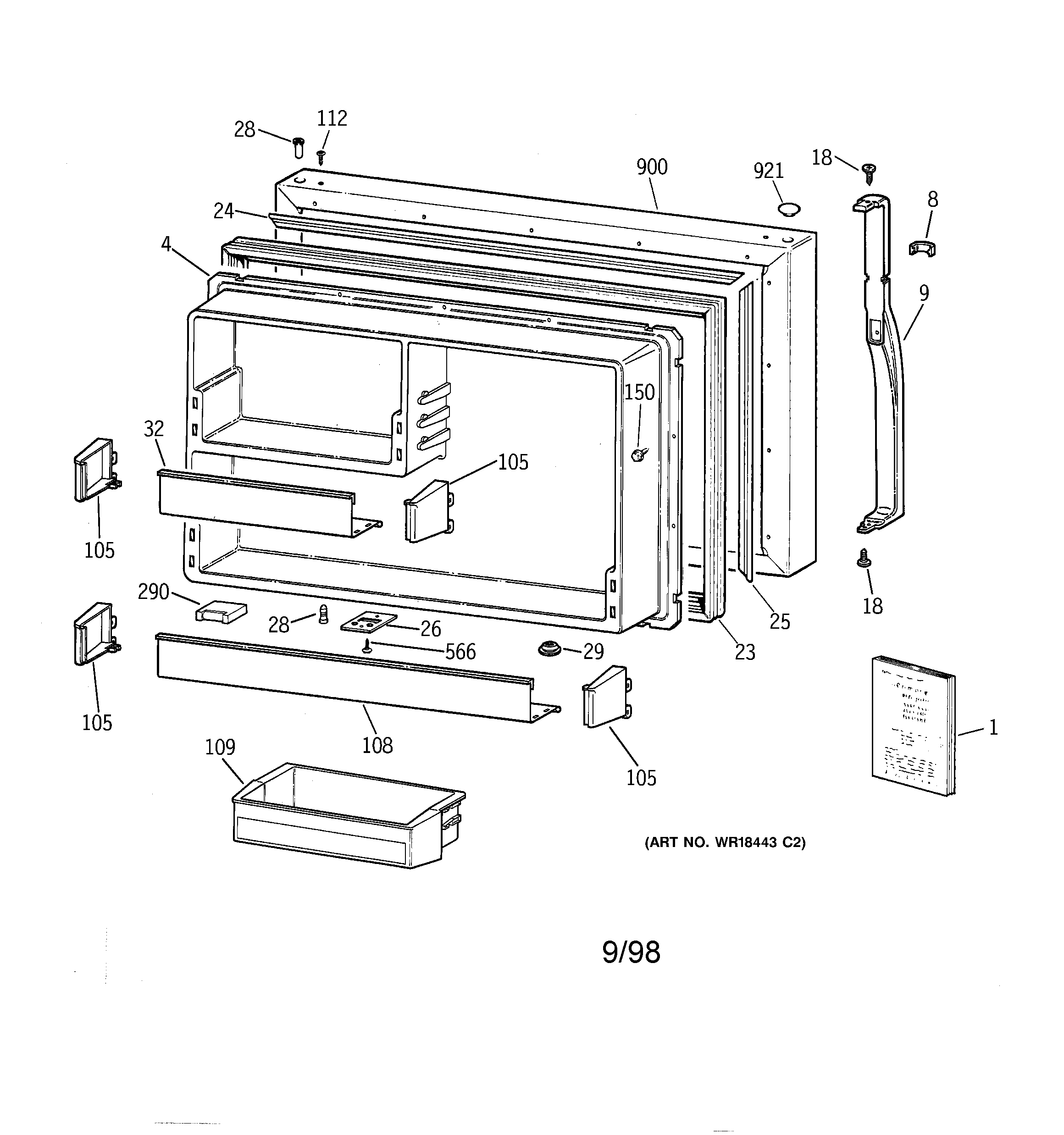 Kenmore 36378285893 freezer door diagram
