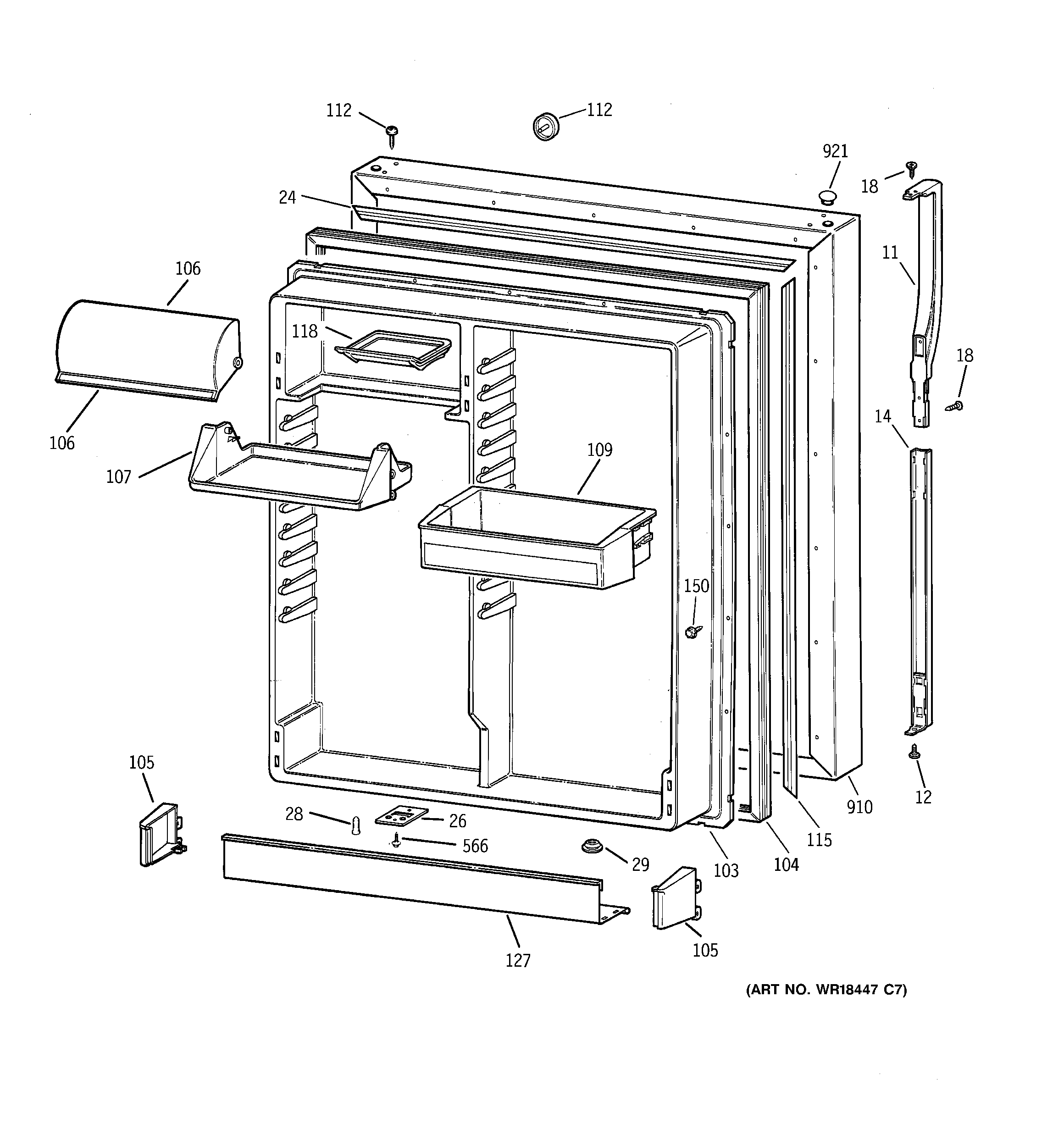 Kenmore 36378285893 fresh food door diagram