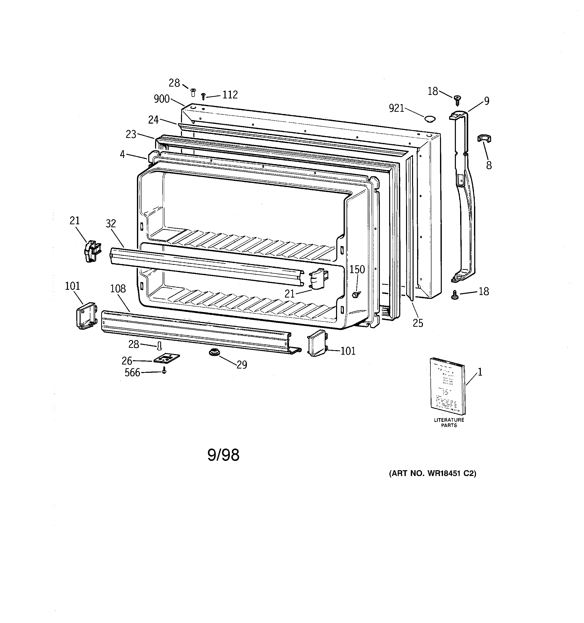 Kenmore 36368965897 freezer door diagram