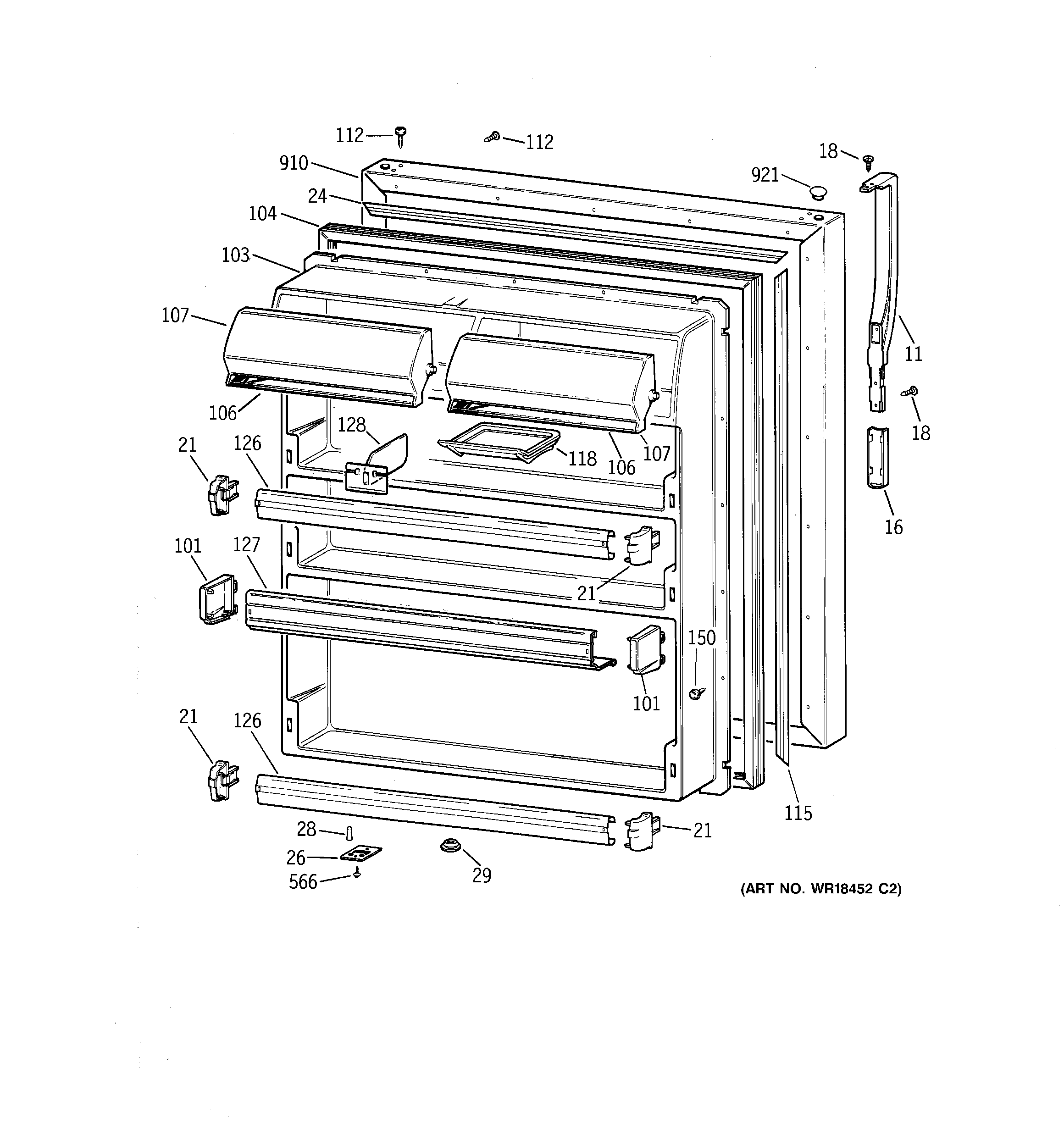 Kenmore 36368965897 fresh food door diagram