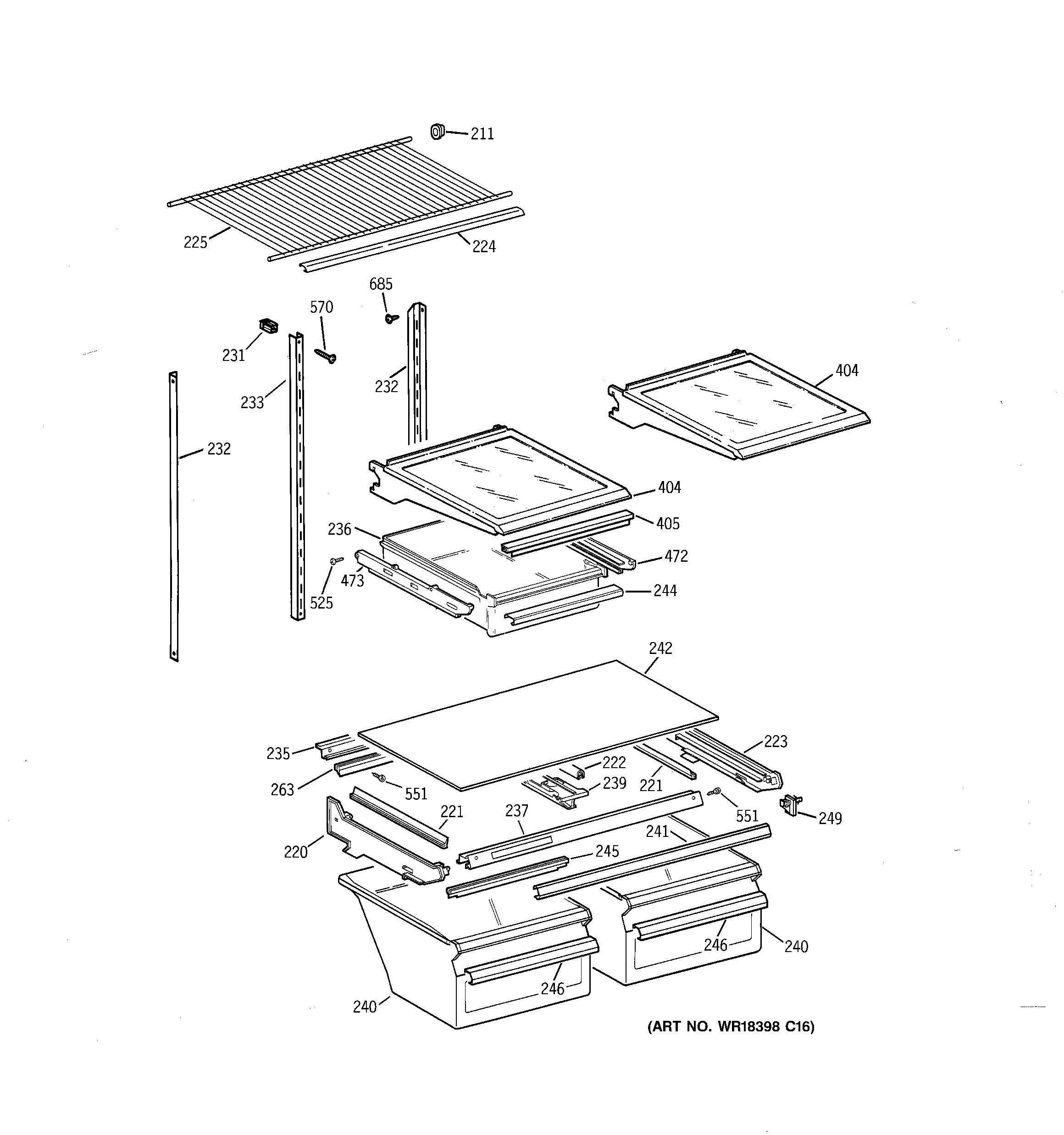 Kenmore 36378567895 shelf parts diagram