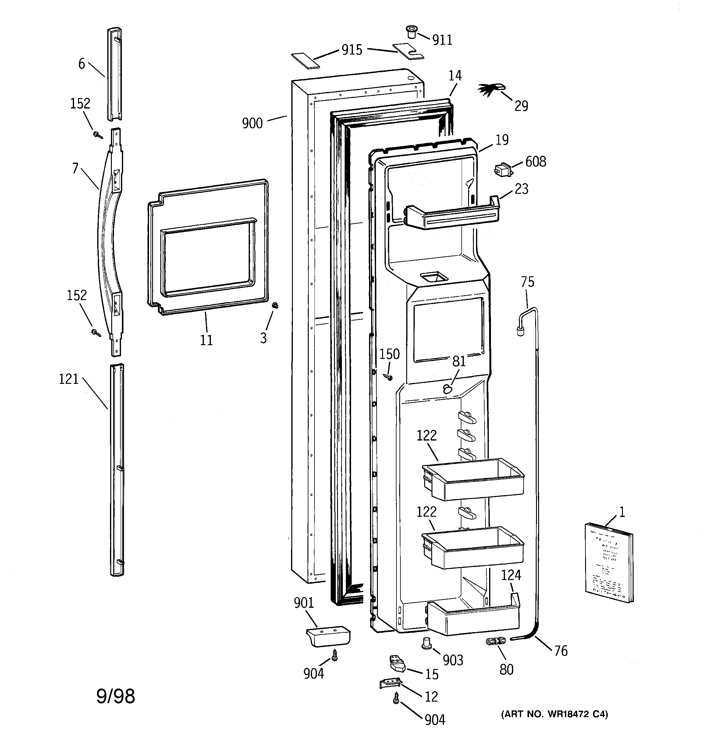 Kenmore 36358075891 freezer door diagram
