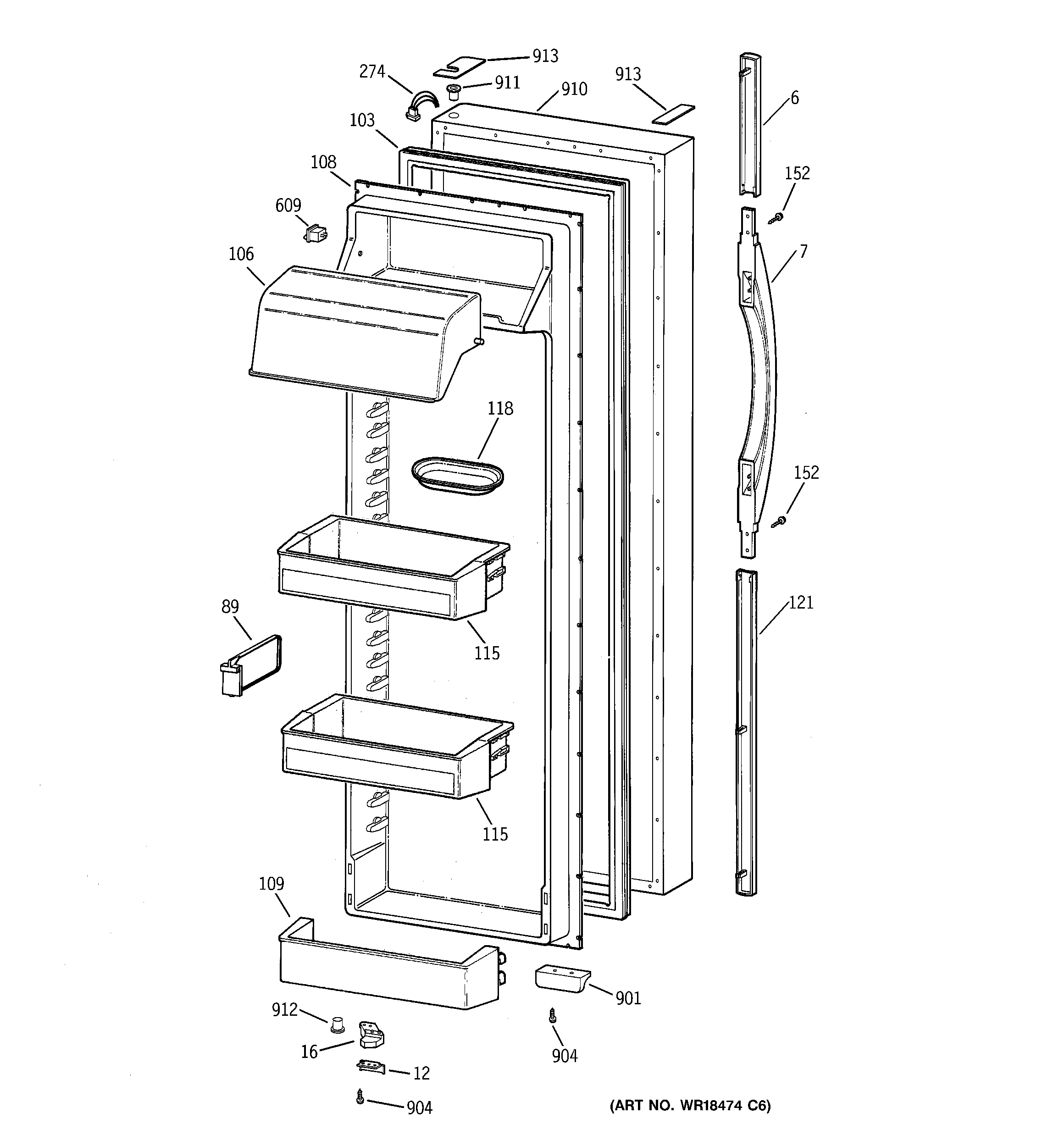 Kenmore 36358075891 fresh food door diagram