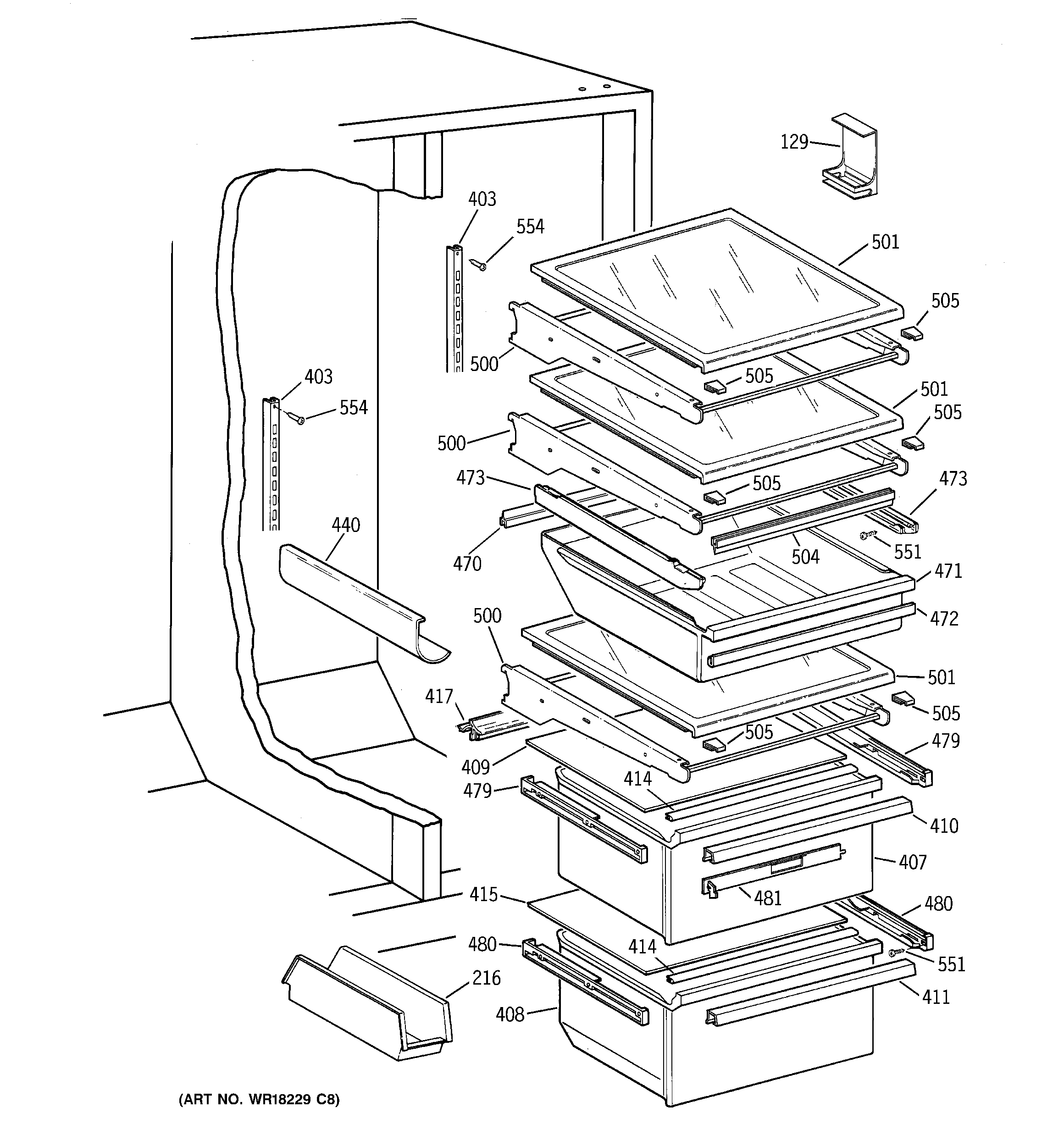 Kenmore 36358075891 fresh food section diagram