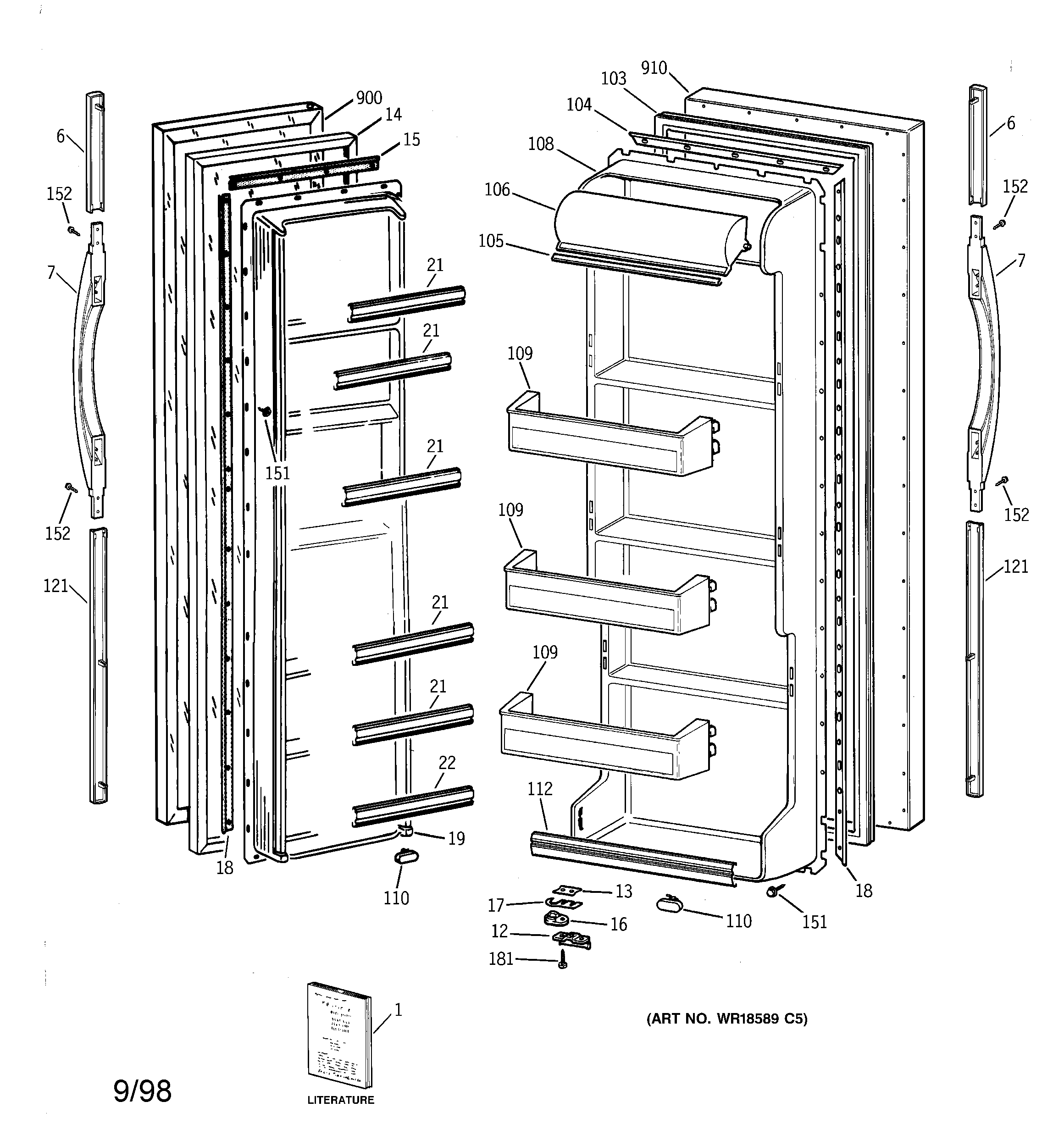 GE MSG20GABAWW doors diagram