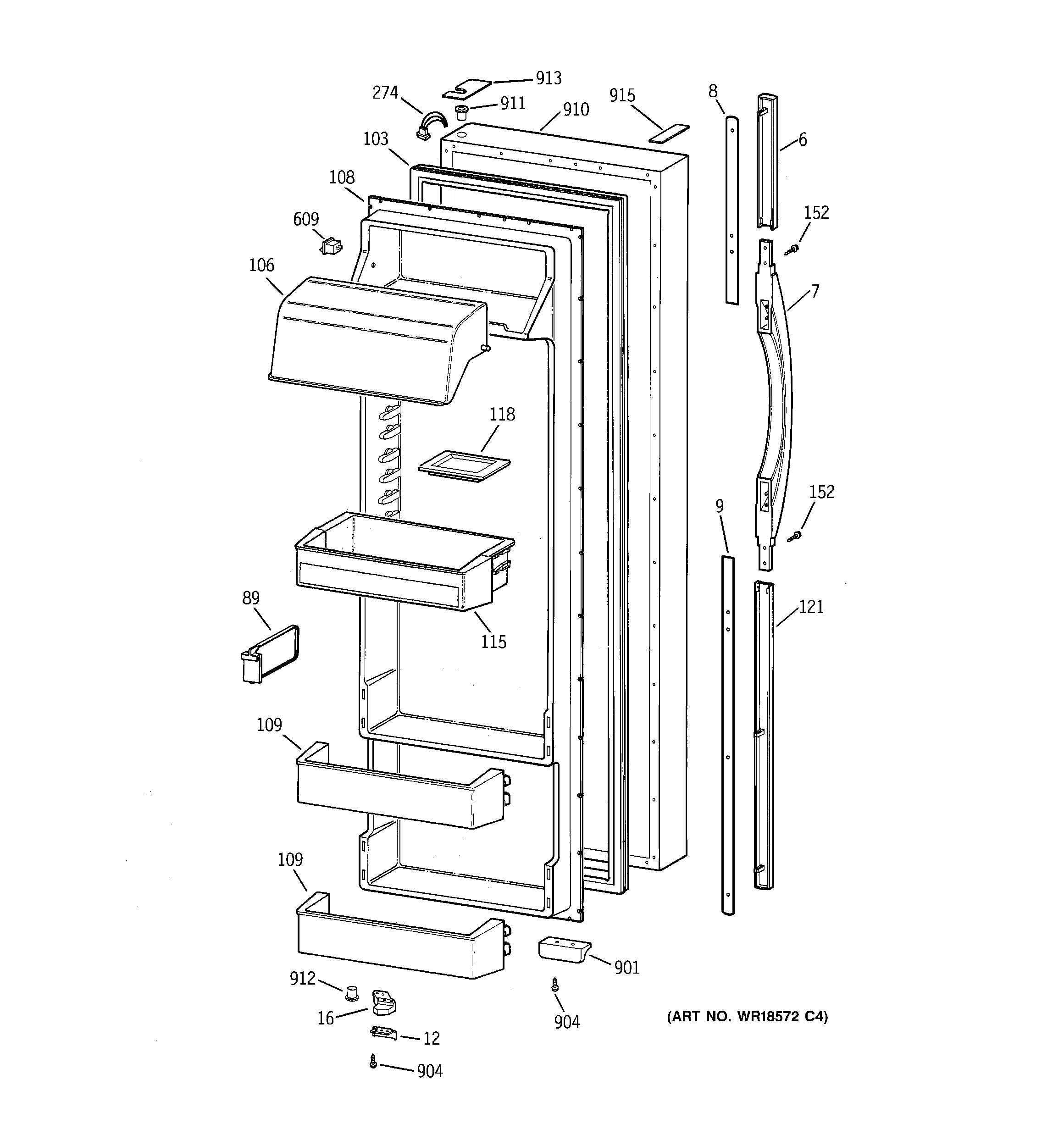 GE TFK28ZRBAAA fresh food door diagram