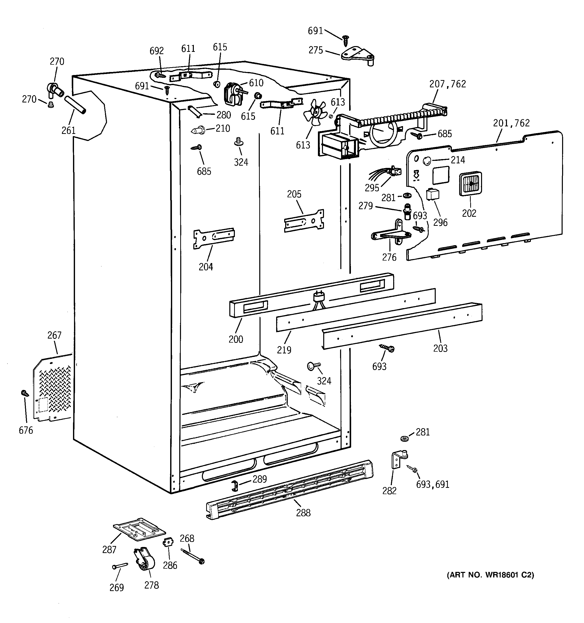 GE TBX18GABLRAA cabinet diagram