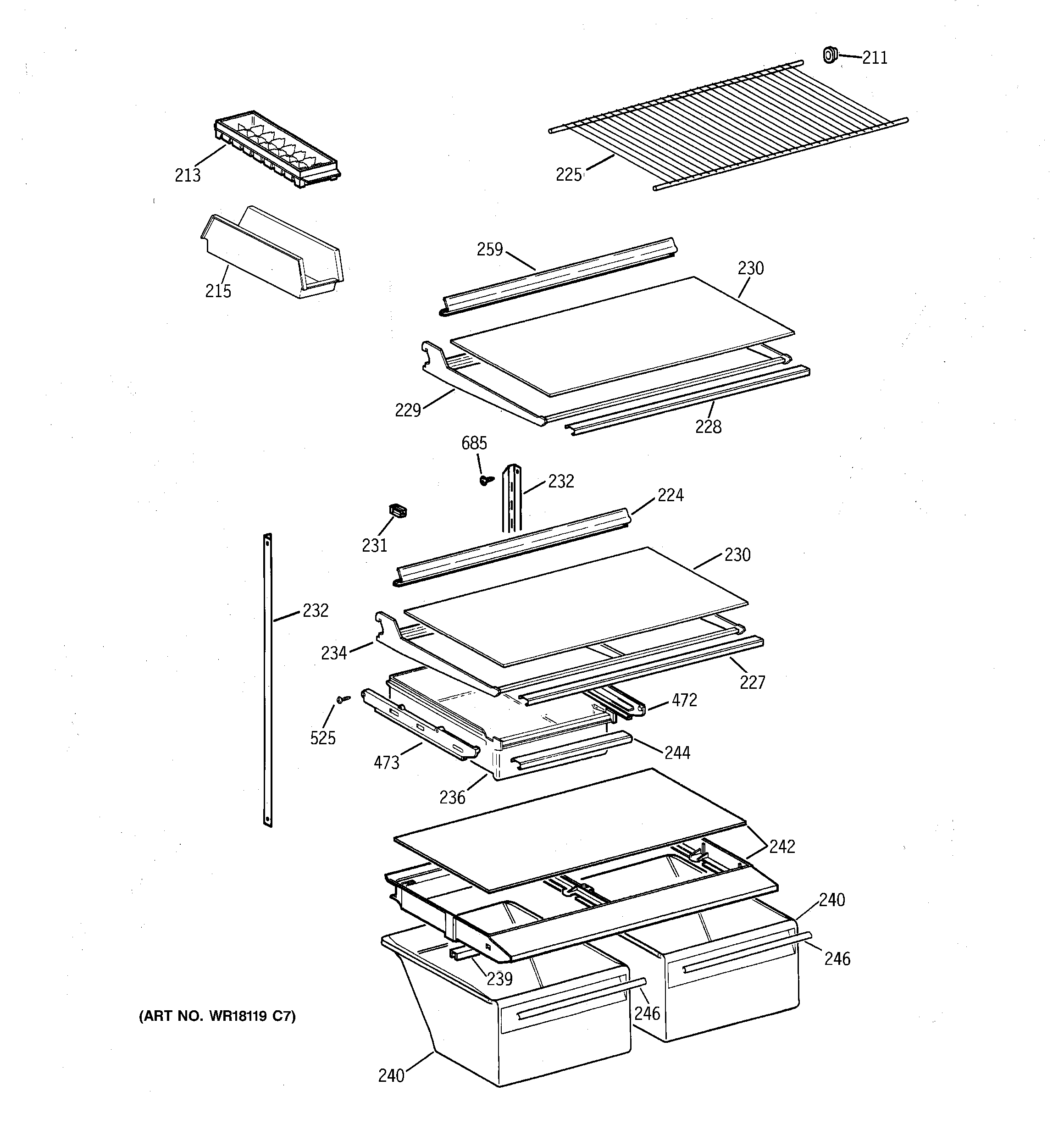 GE TBX18GABLRAA shelf parts diagram