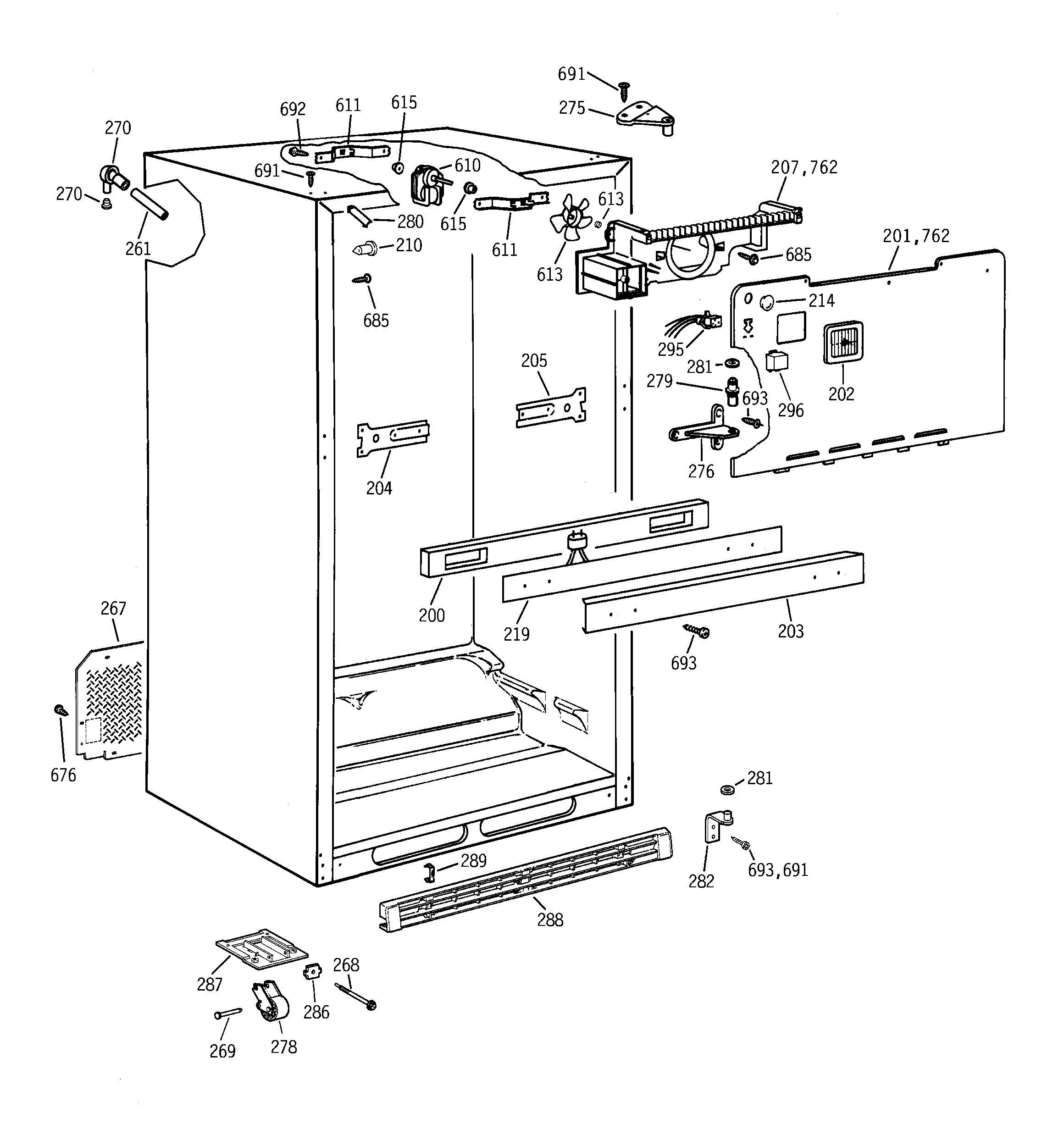 GE TBX21AABLRAA cabinet diagram