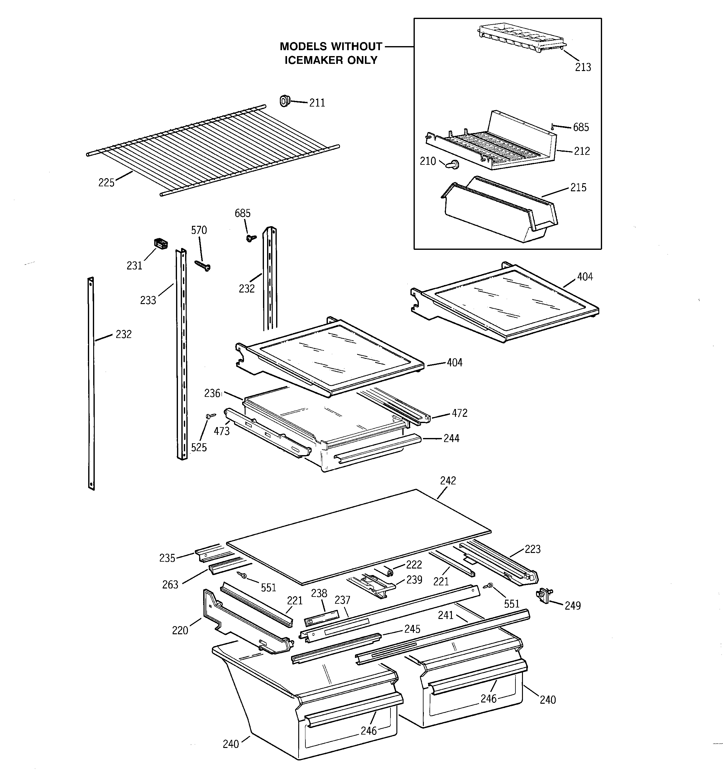 GE TBX21AABLRAA shelf parts diagram