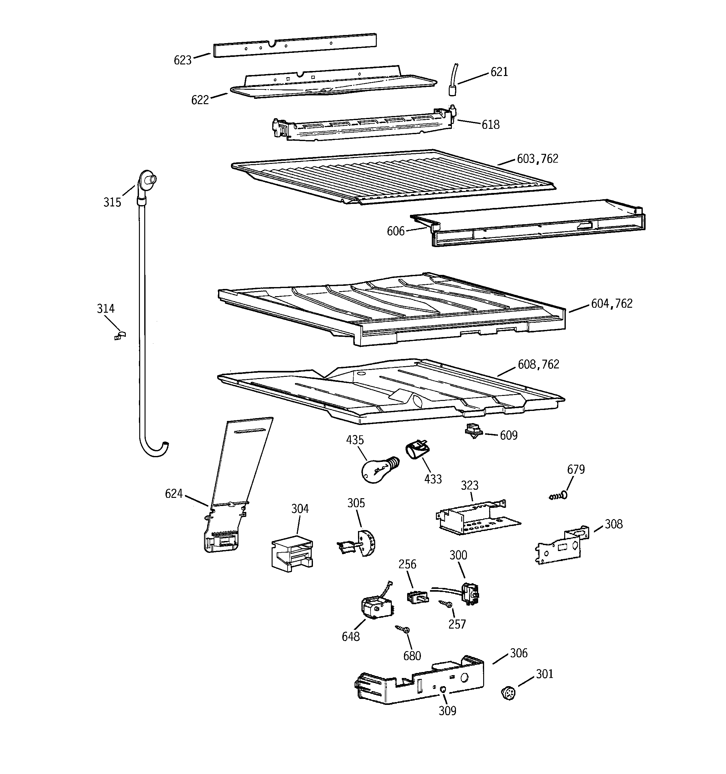 GE TBX21AABLRAA compartment separator parts diagram