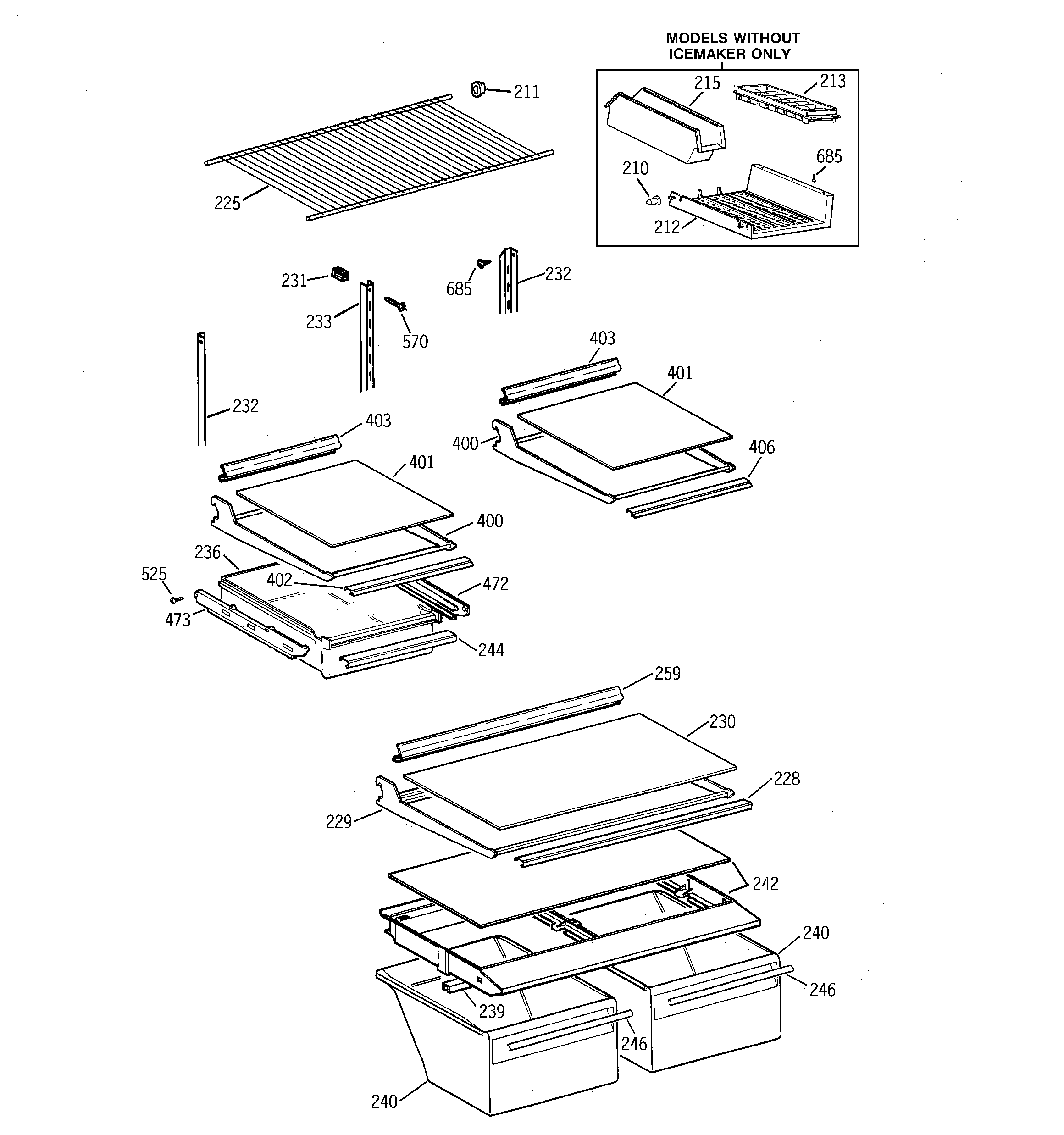 GE TBX18NAZSRAA shelf parts diagram