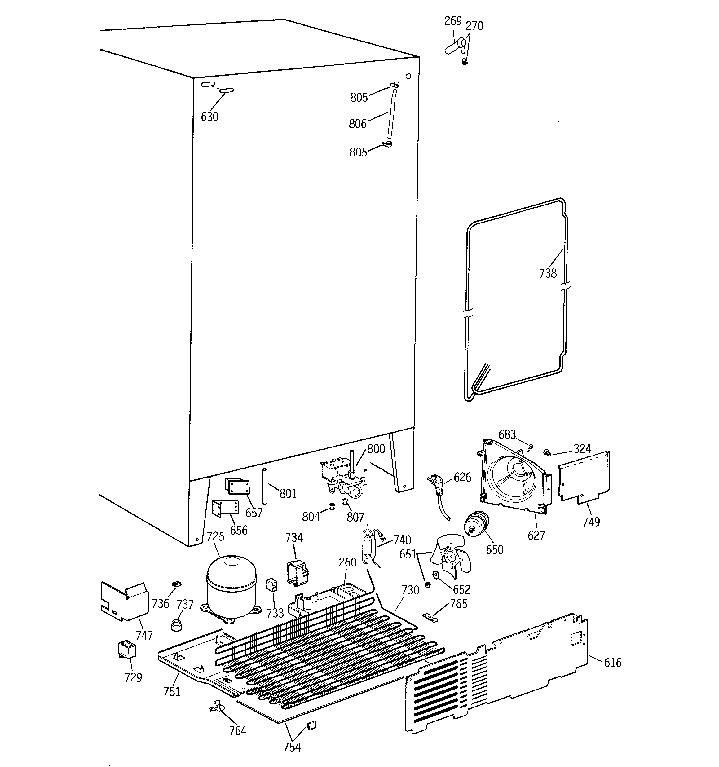 GE TFG25JRAAWW unit parts diagram
