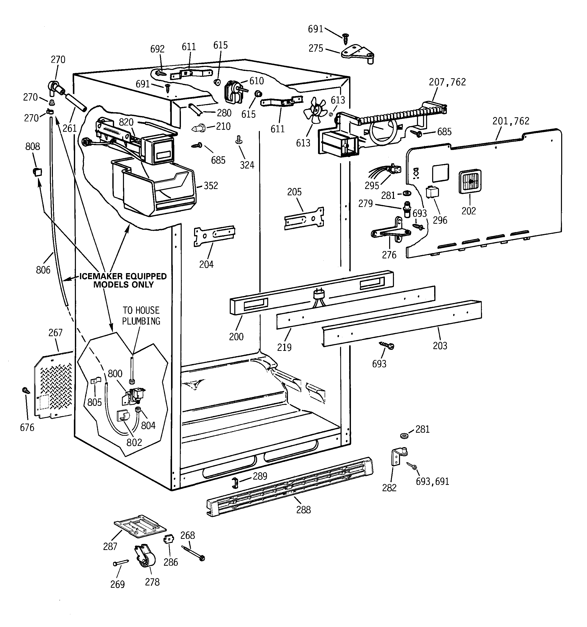 GE TBX18CIBLRWW cabinet diagram