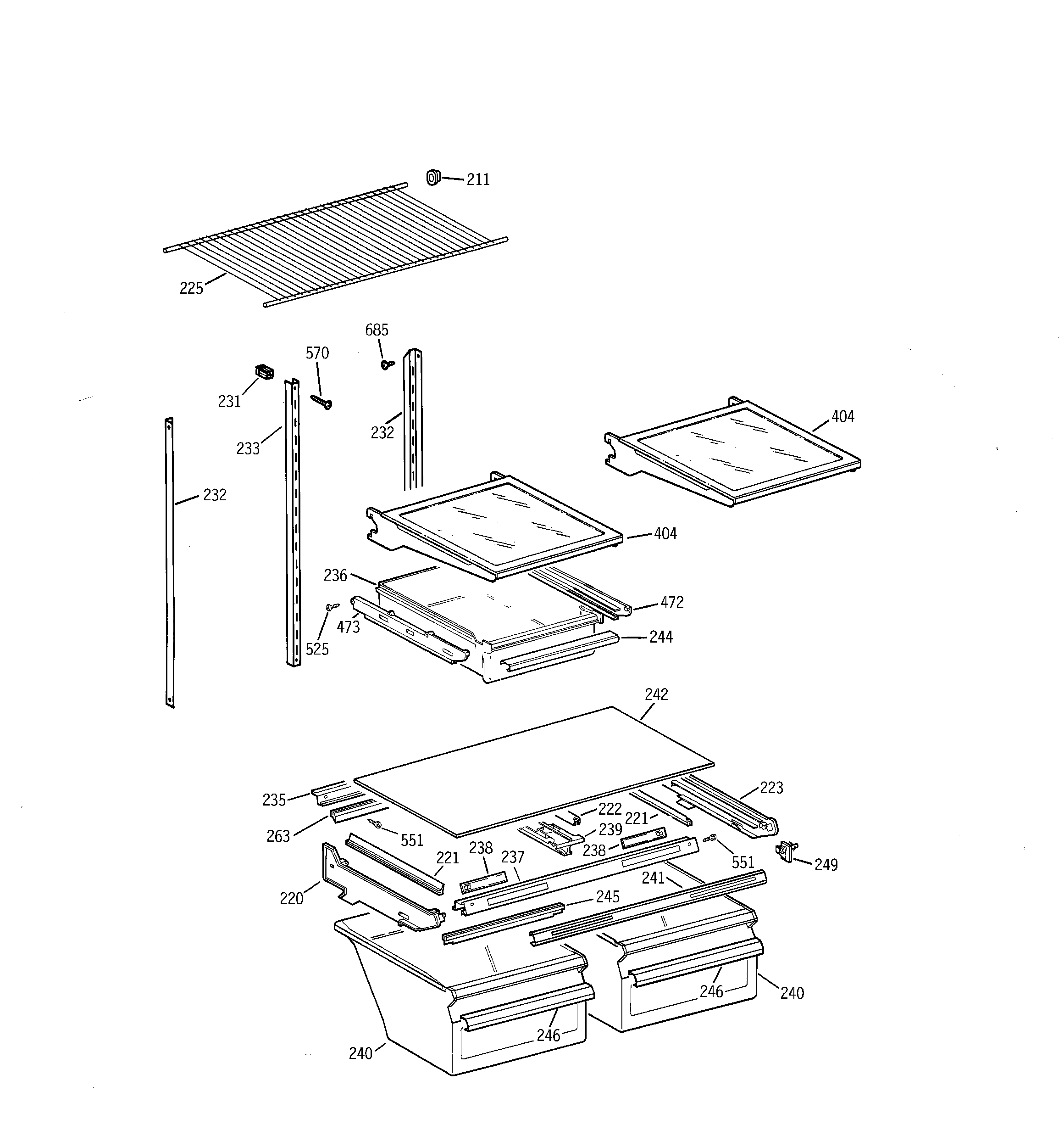GE TBX18CIBLRWW shelf parts diagram
