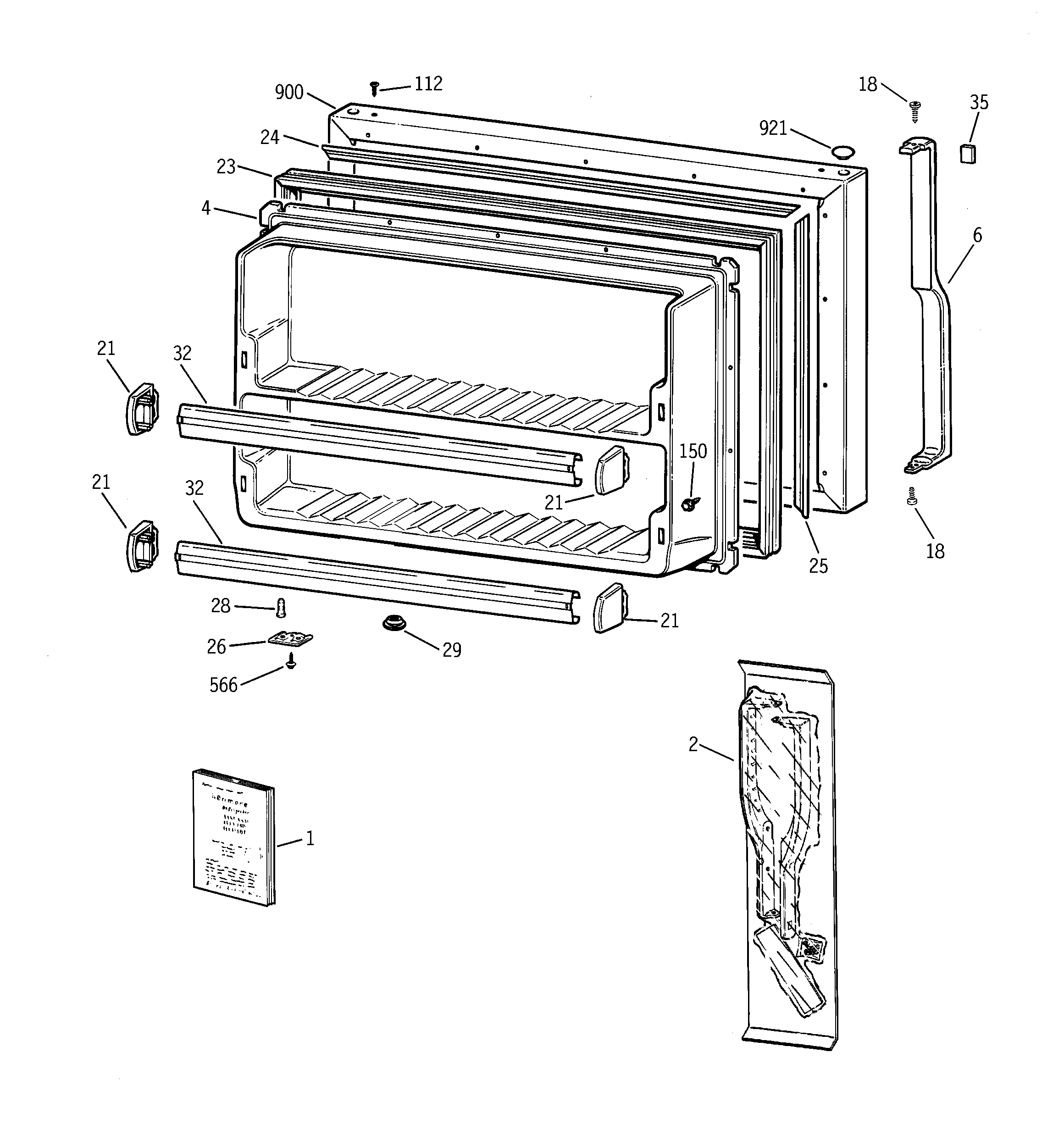 GE TBX18IIBKRWW freezer door diagram