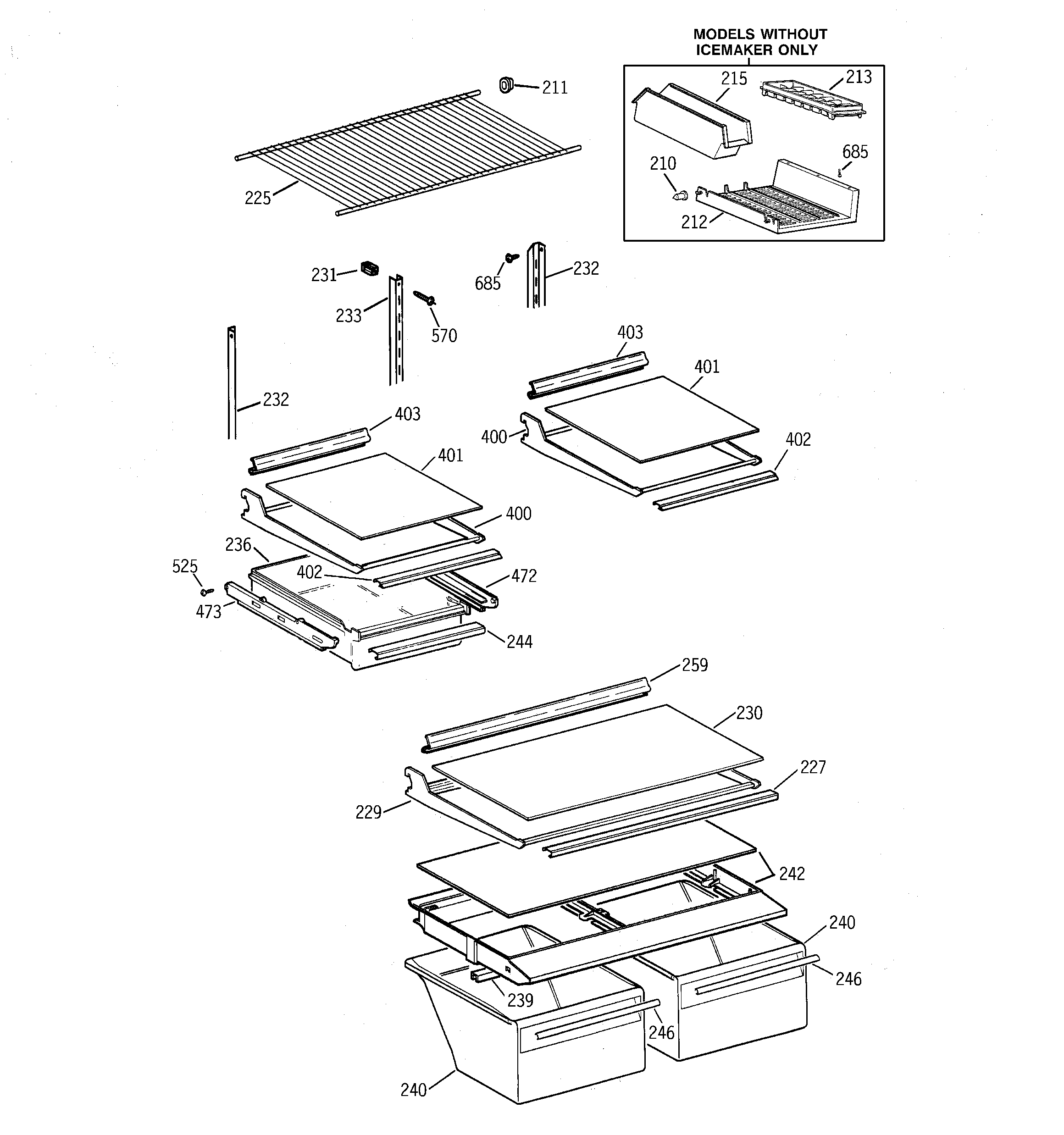 GE TBX18IABLRAA shelf parts diagram
