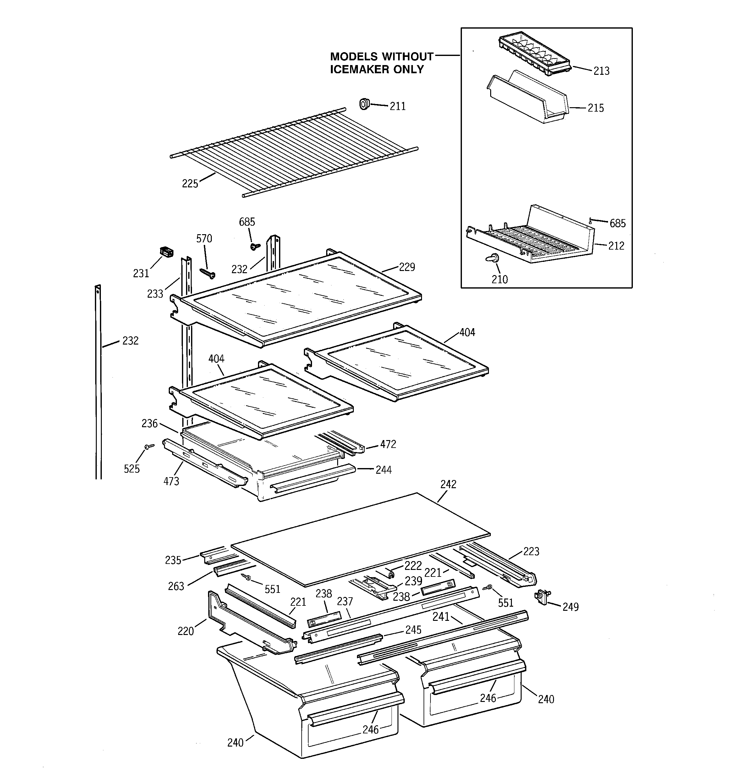 GE TBX19QABKRAA shelf parts diagram
